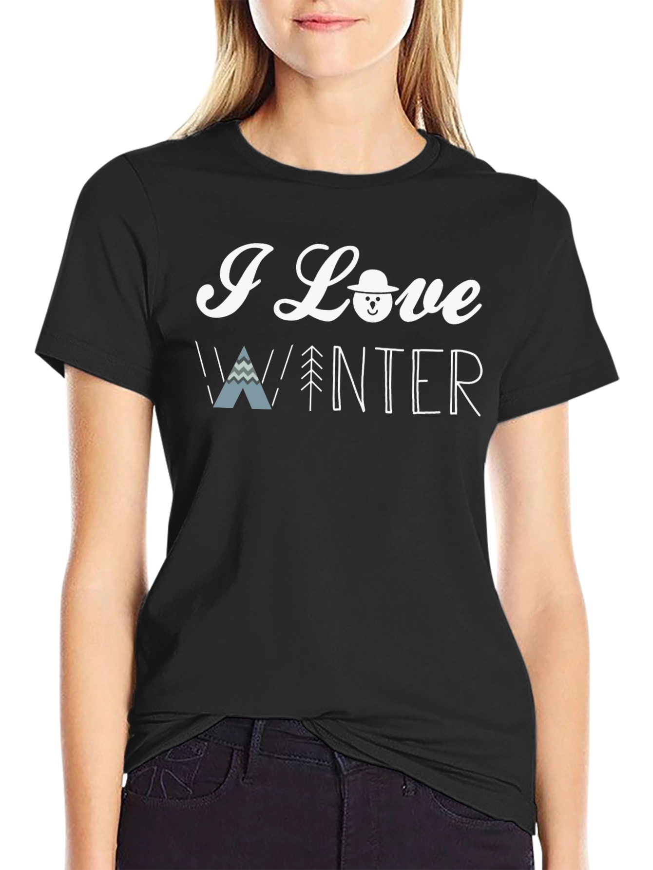 I Love Winter Black Graphic T-Shirt