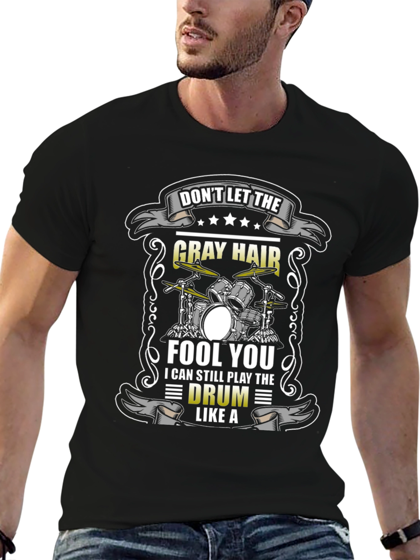Gray Hair Drummer T-Shirt