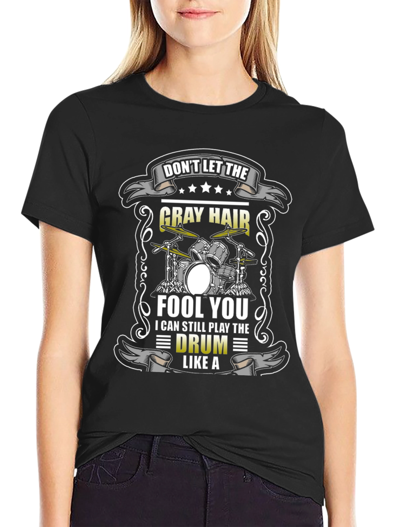 Gray Hair Drummer T-Shirt