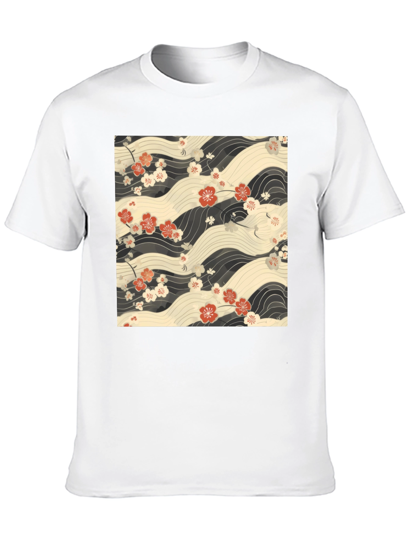 Floral Wave Print T-Shirt - Stylish Casual Wear
