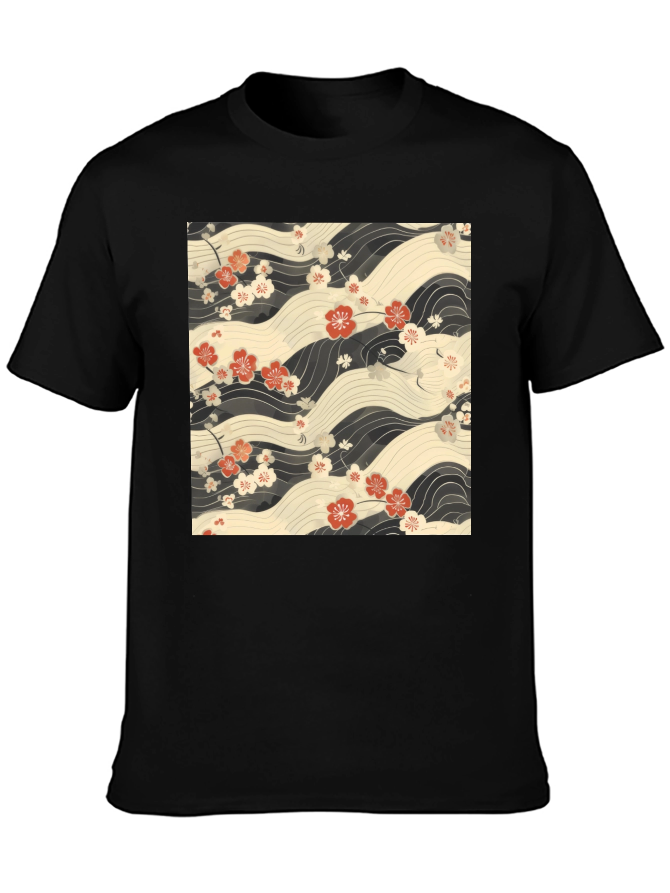 Floral Wave Print T-Shirt - Stylish Casual Wear