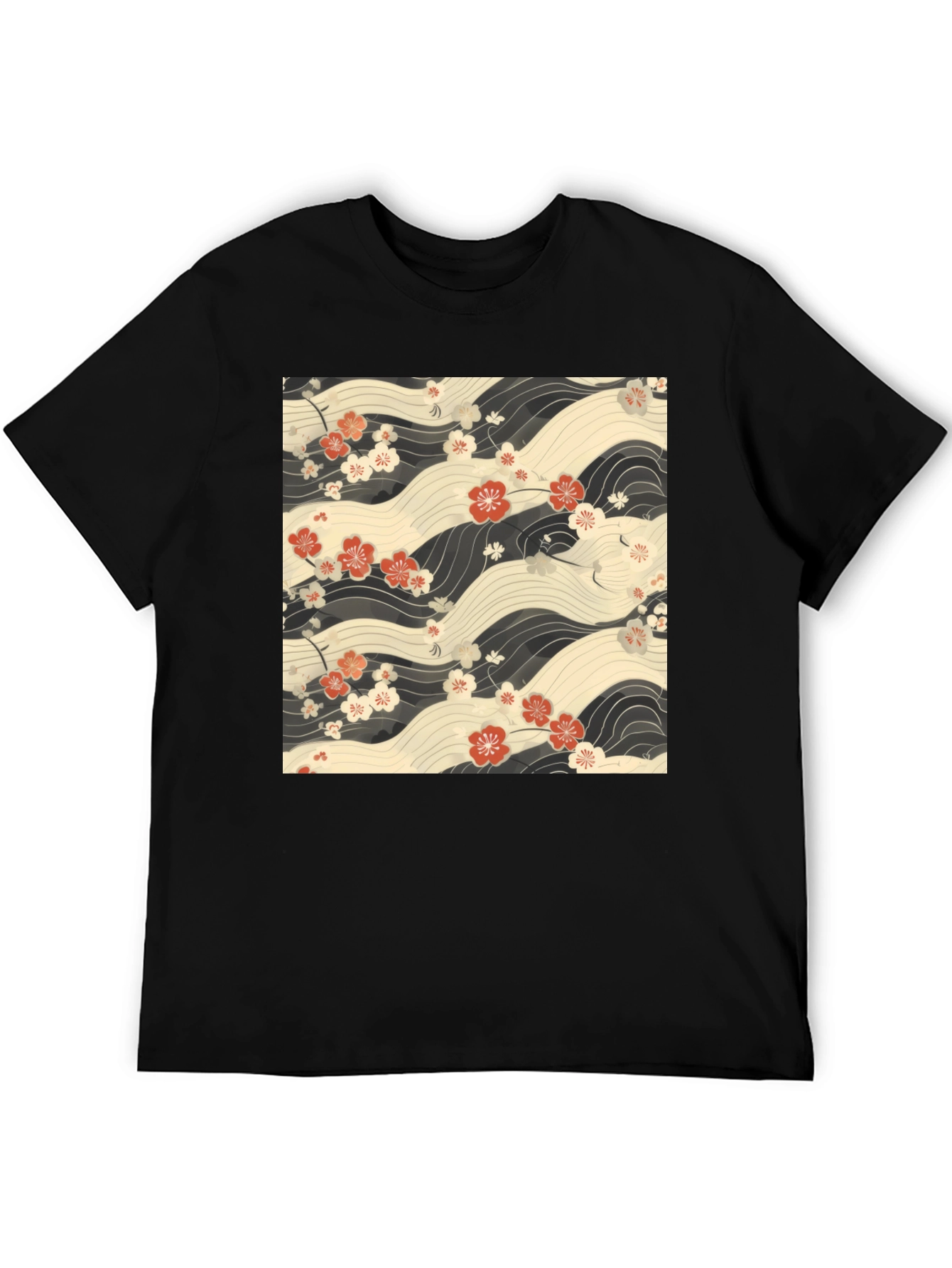 Floral Wave Print T-Shirt - Stylish Casual Wear