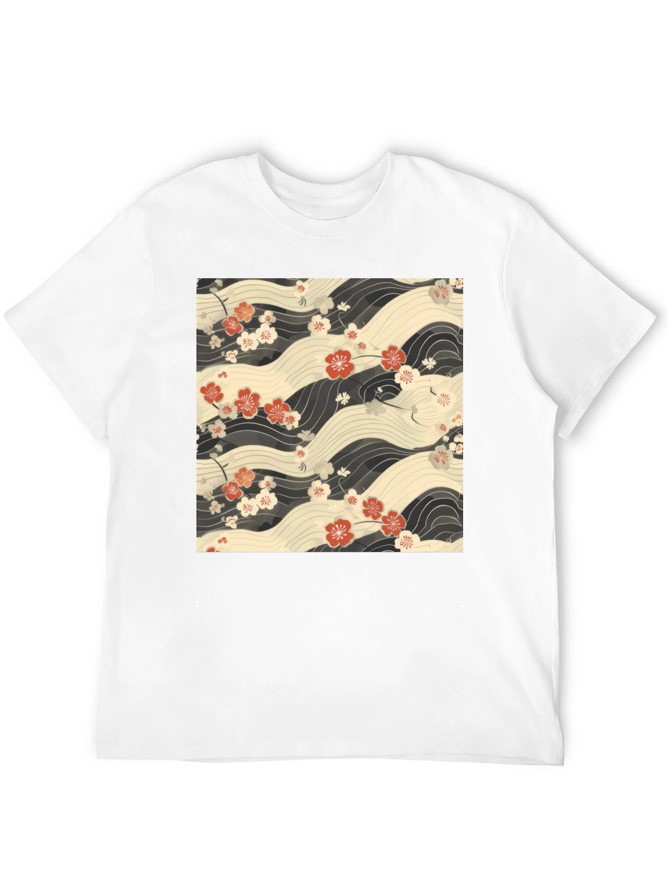 Floral Wave Print T-Shirt - Stylish Casual Wear