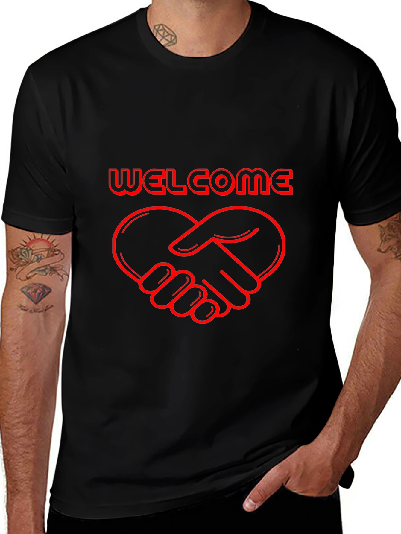 Welcome Heart Handshake Graphic Tee