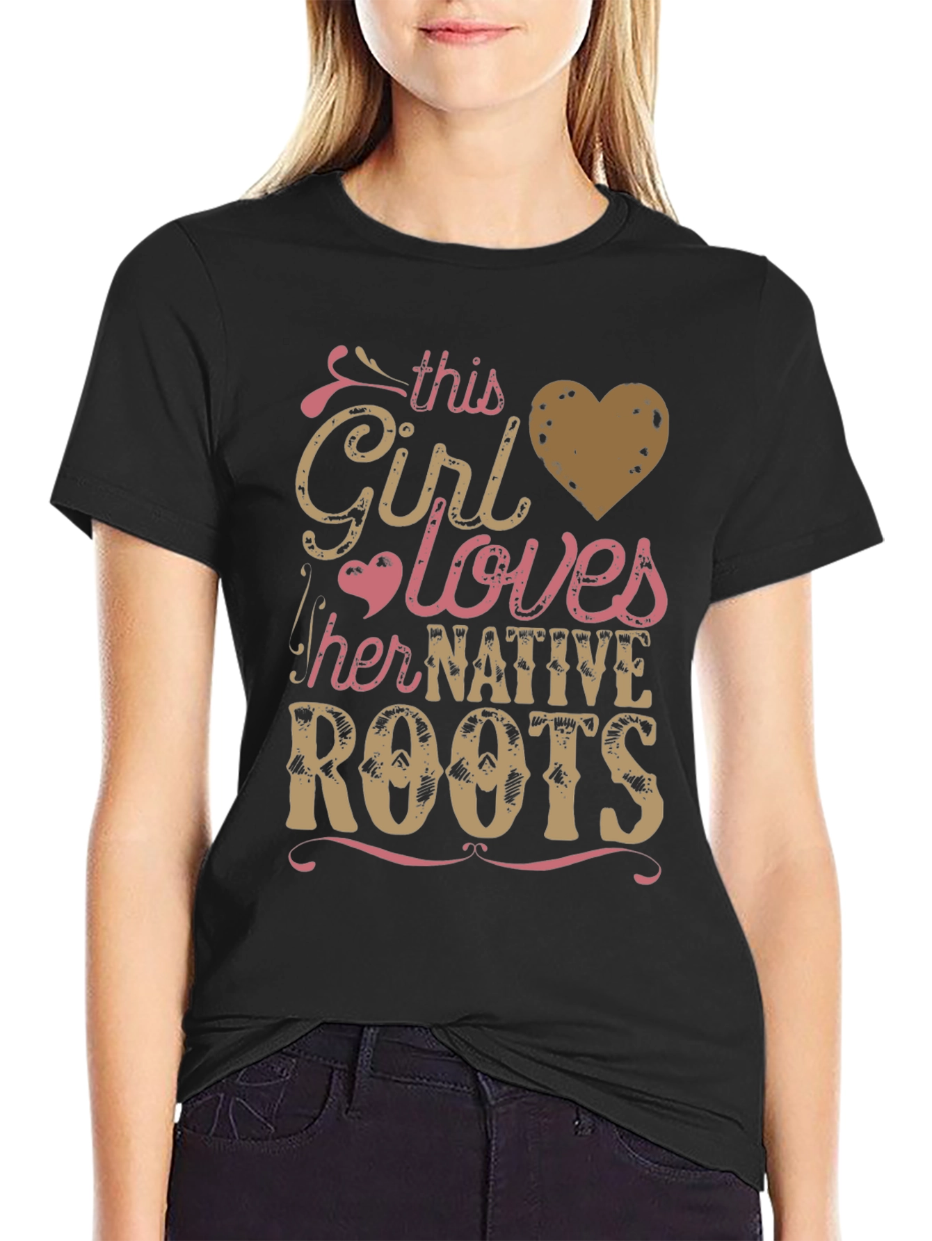 Native Roots Girls T-Shirt - Black Tee