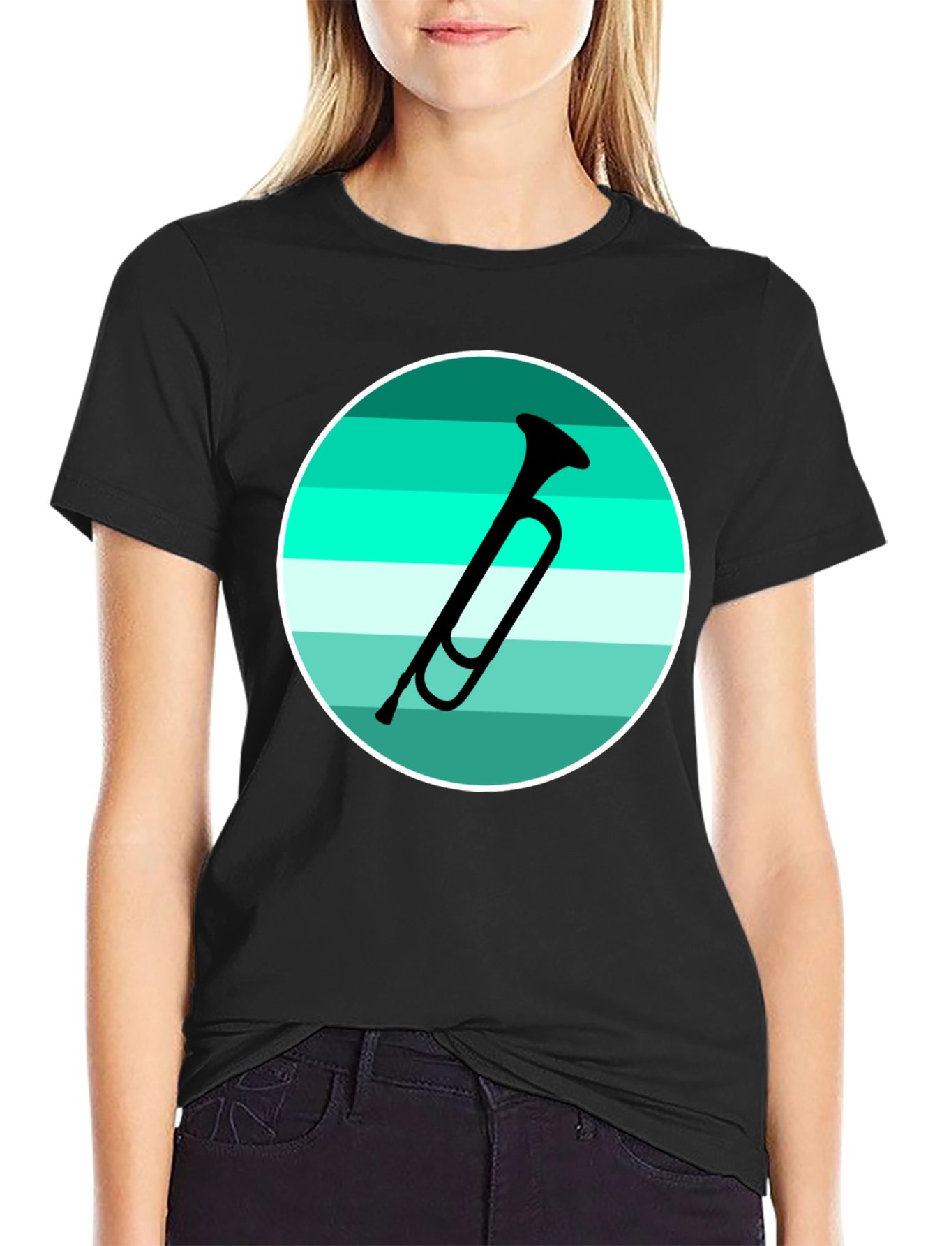 Musical Horn Graphic Tee - Black