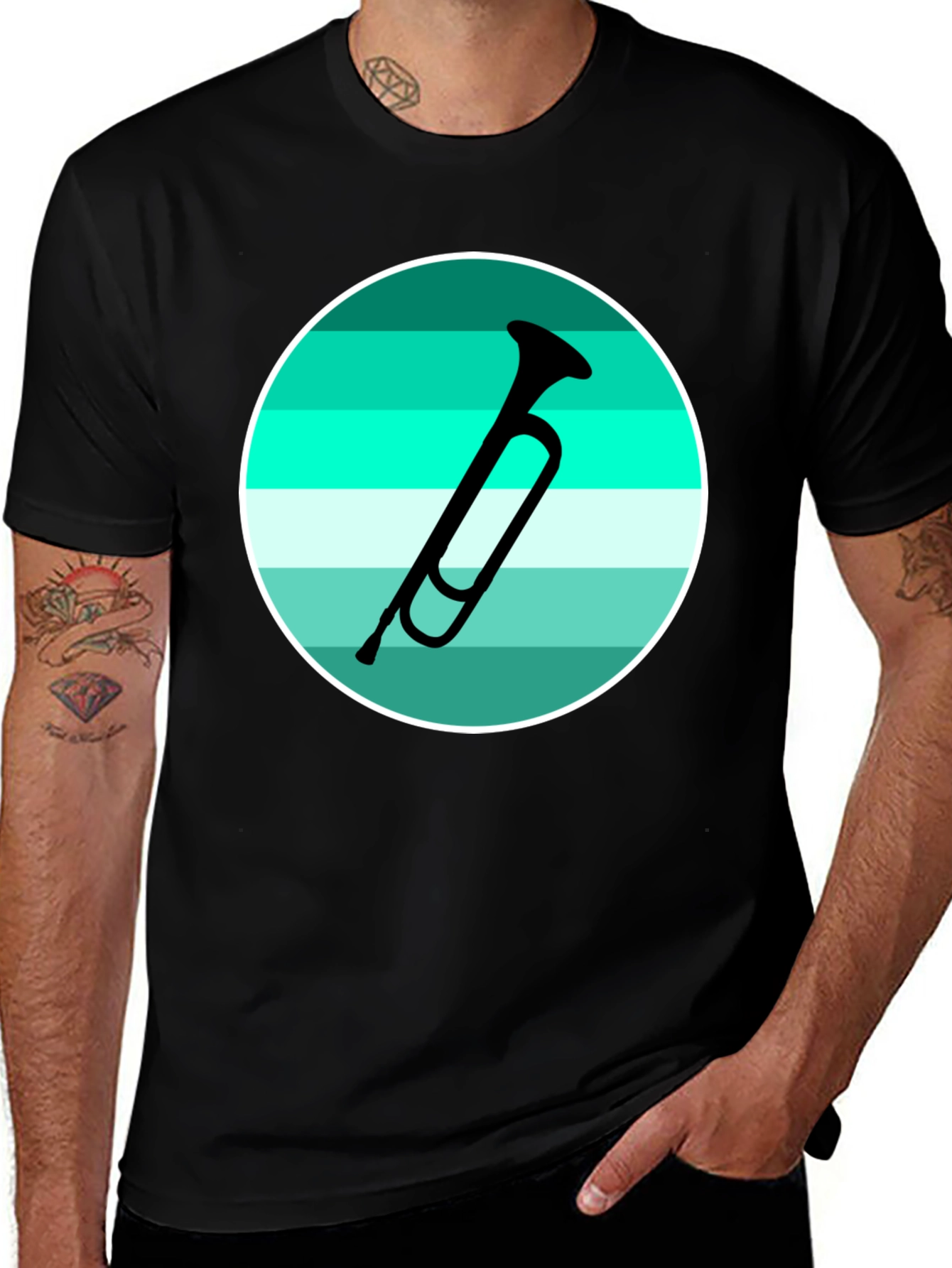 Musical Horn Graphic Tee - Black