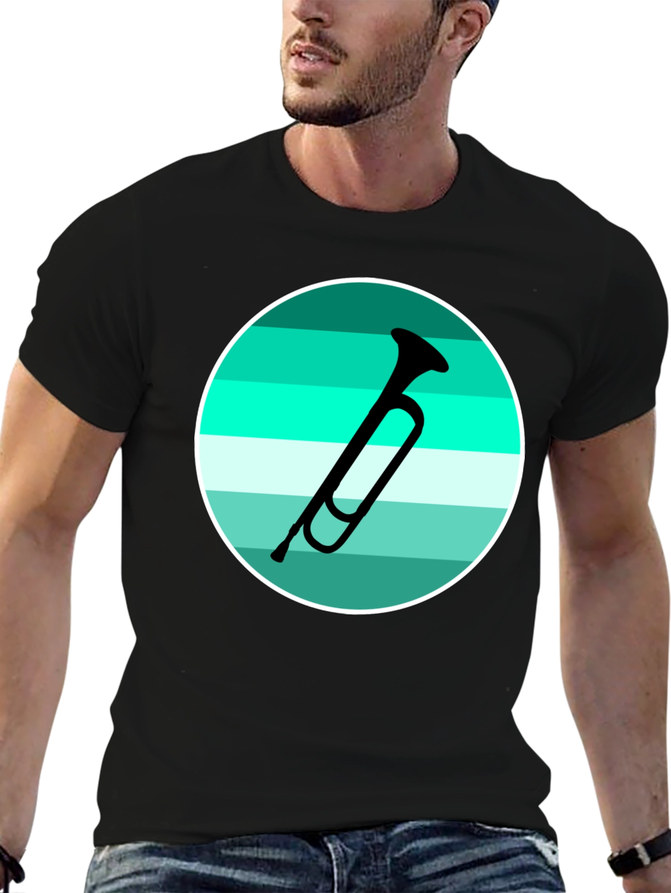 Musical Horn Graphic Tee - Black
