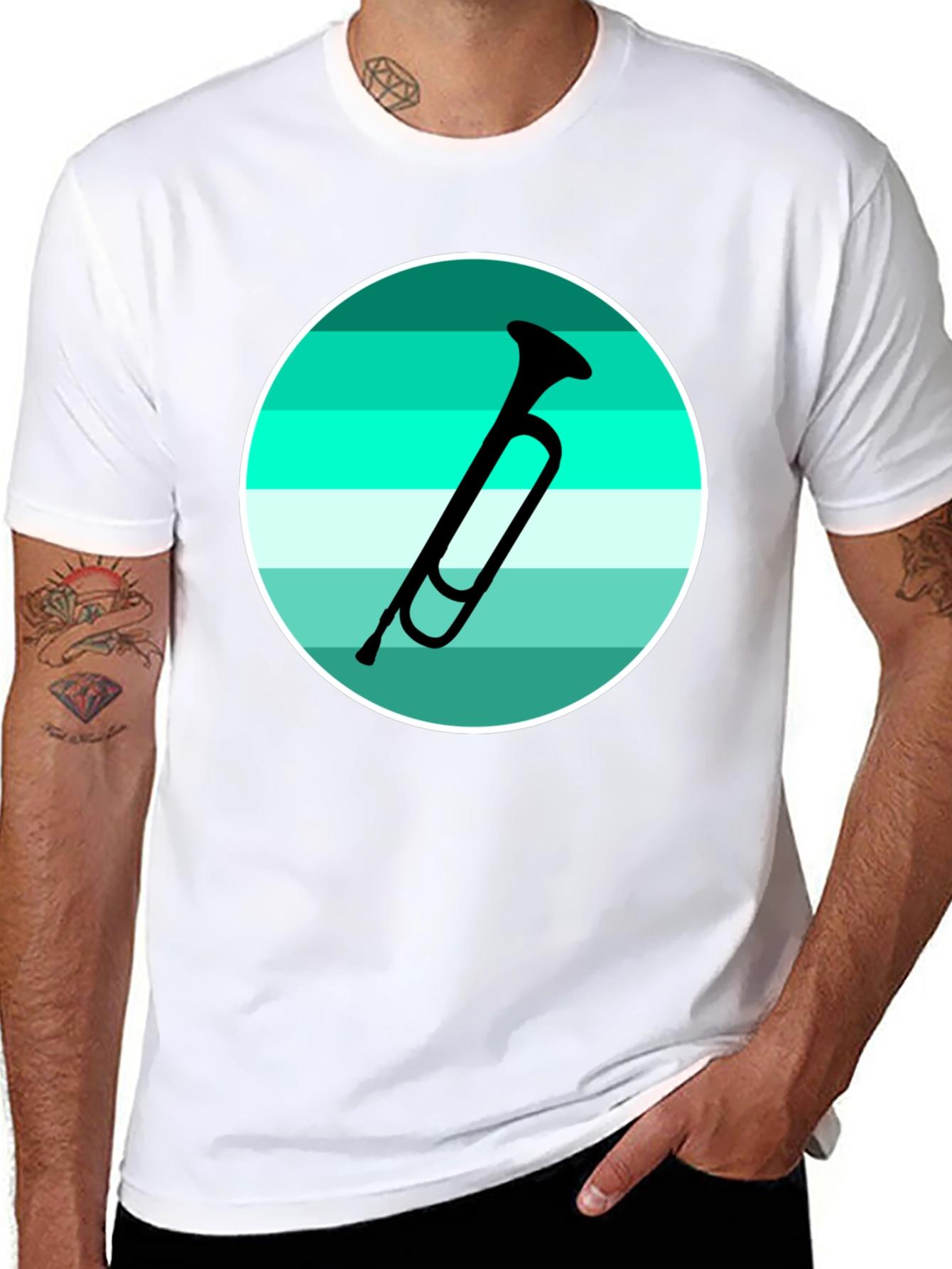 Musical Horn Graphic Tee - Black