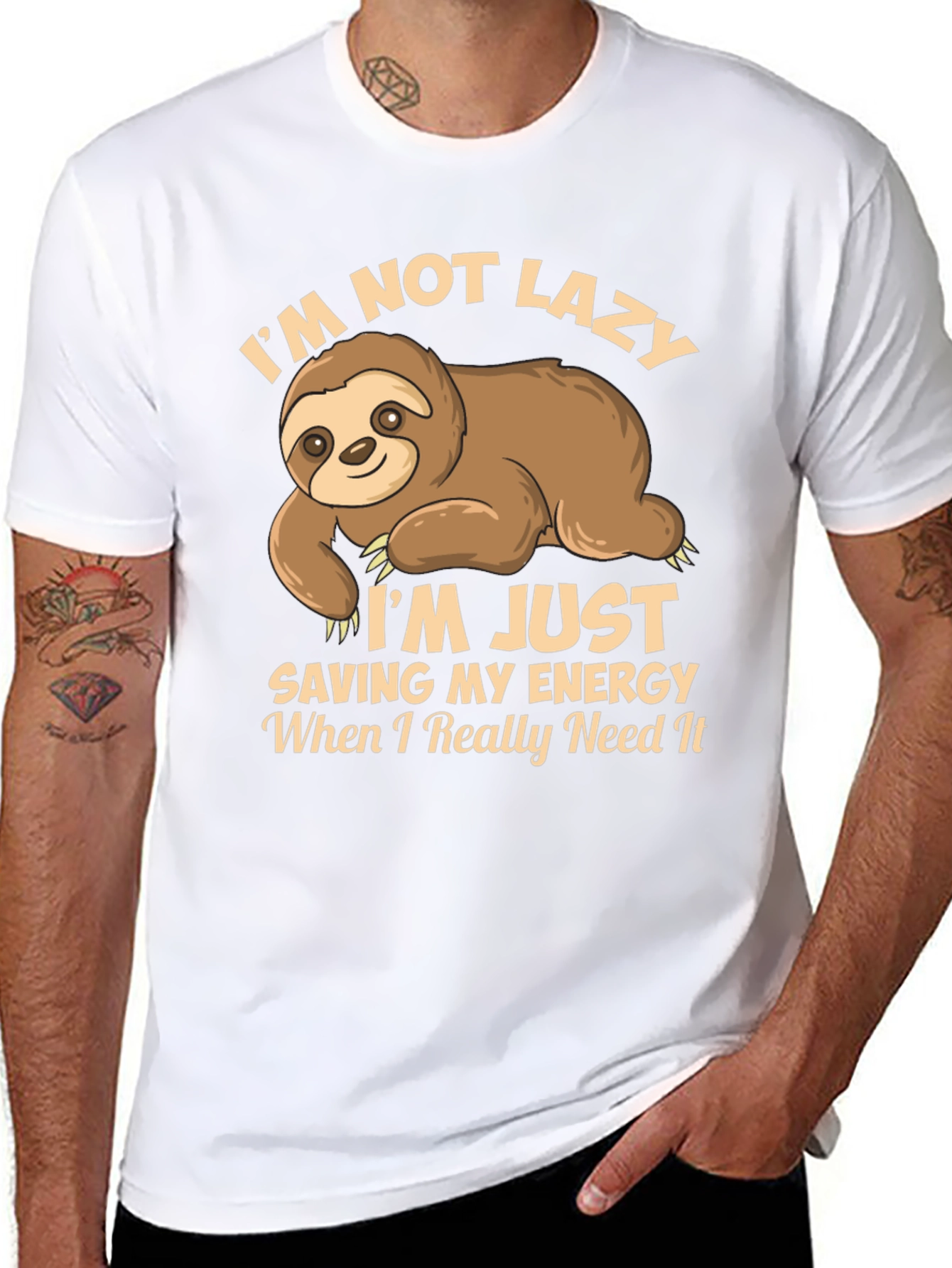 Funny Sloth T-Shirt - Saving Energy Design