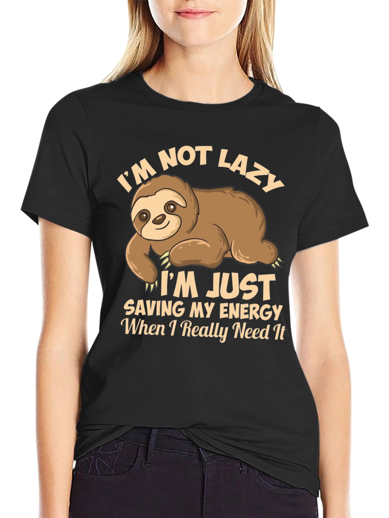 Funny Sloth T-Shirt - Saving Energy Design