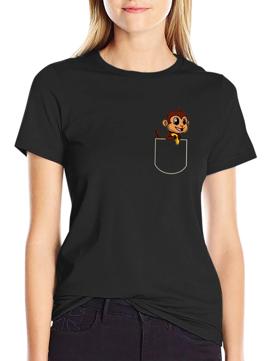 Monkey Pocket T-Shirt - Cute Cartoon Tee