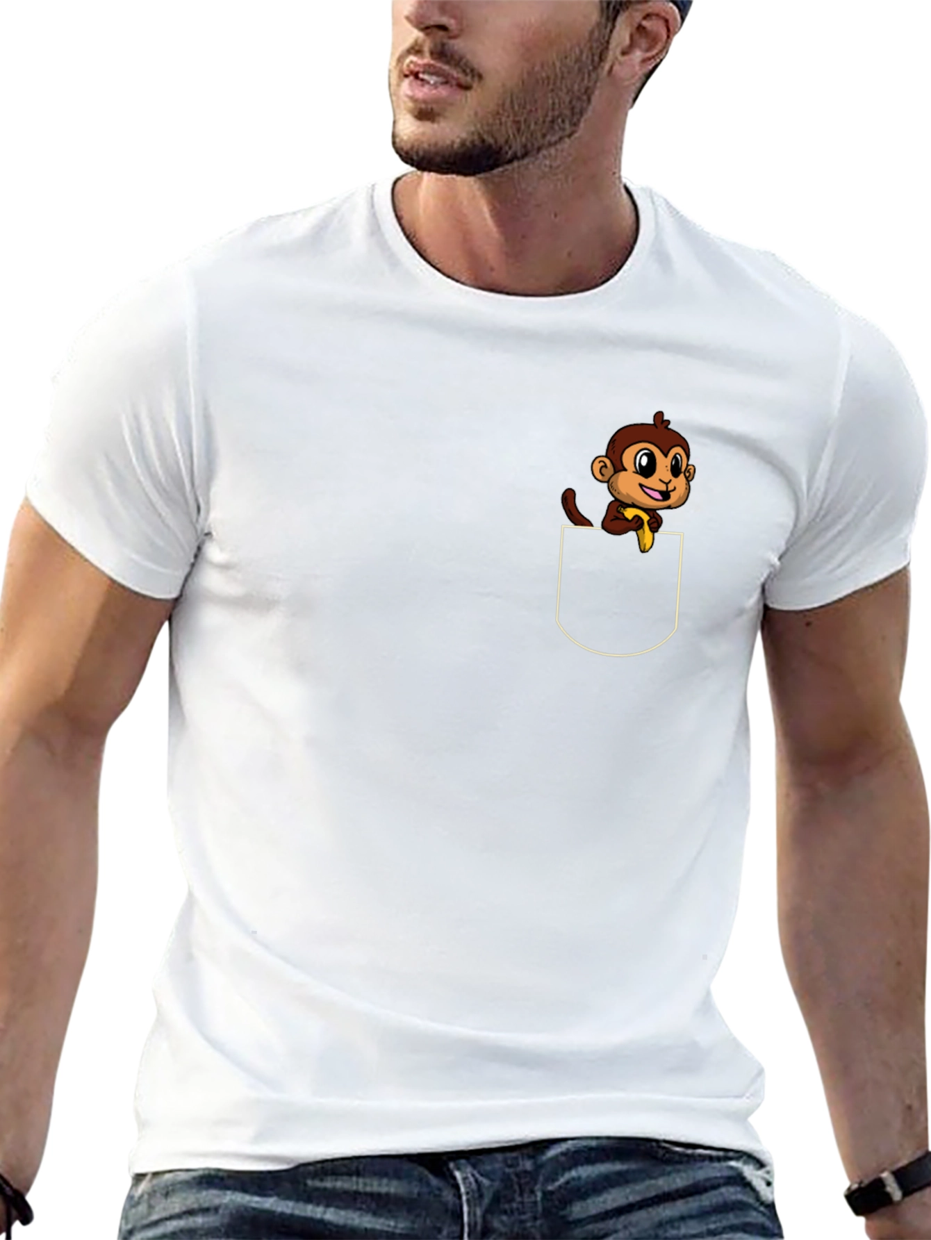 Monkey Pocket T-Shirt - Cute Cartoon Tee