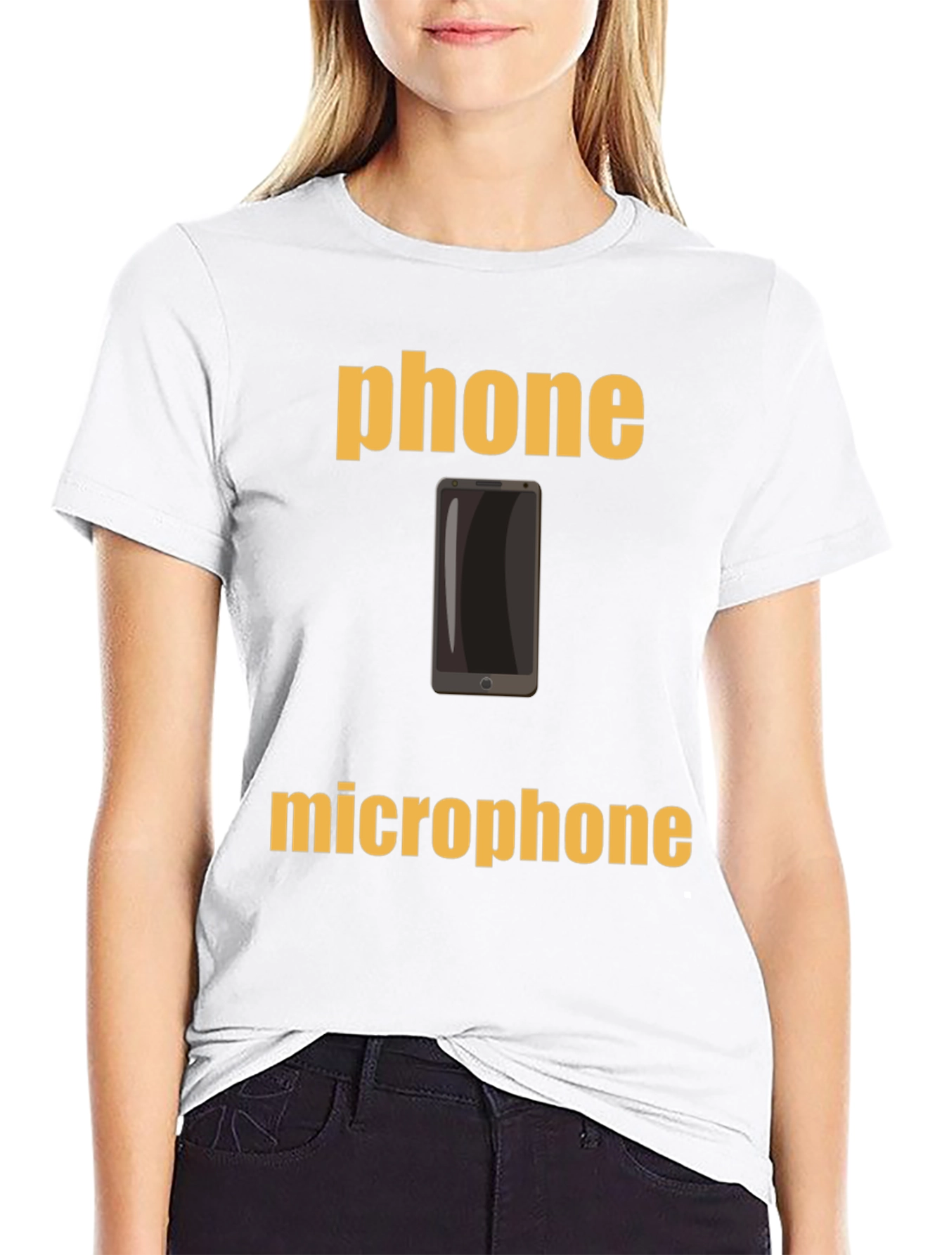 Phone Microphone Graphic Tee - Black Cotton T-Shirt