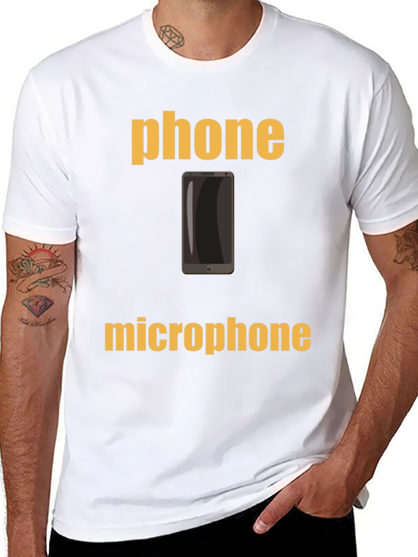 Phone Microphone Graphic Tee - Black Cotton T-Shirt