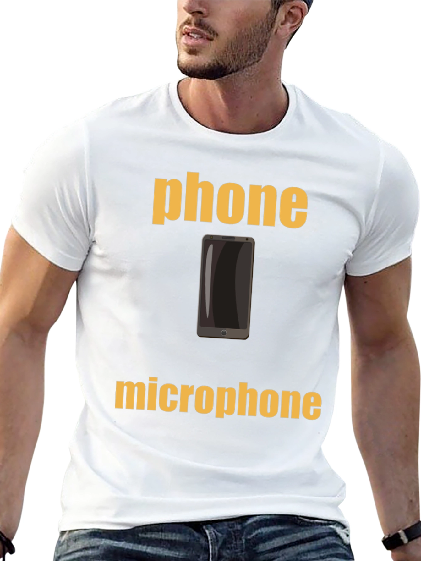 Phone Microphone Graphic Tee - Black Cotton T-Shirt