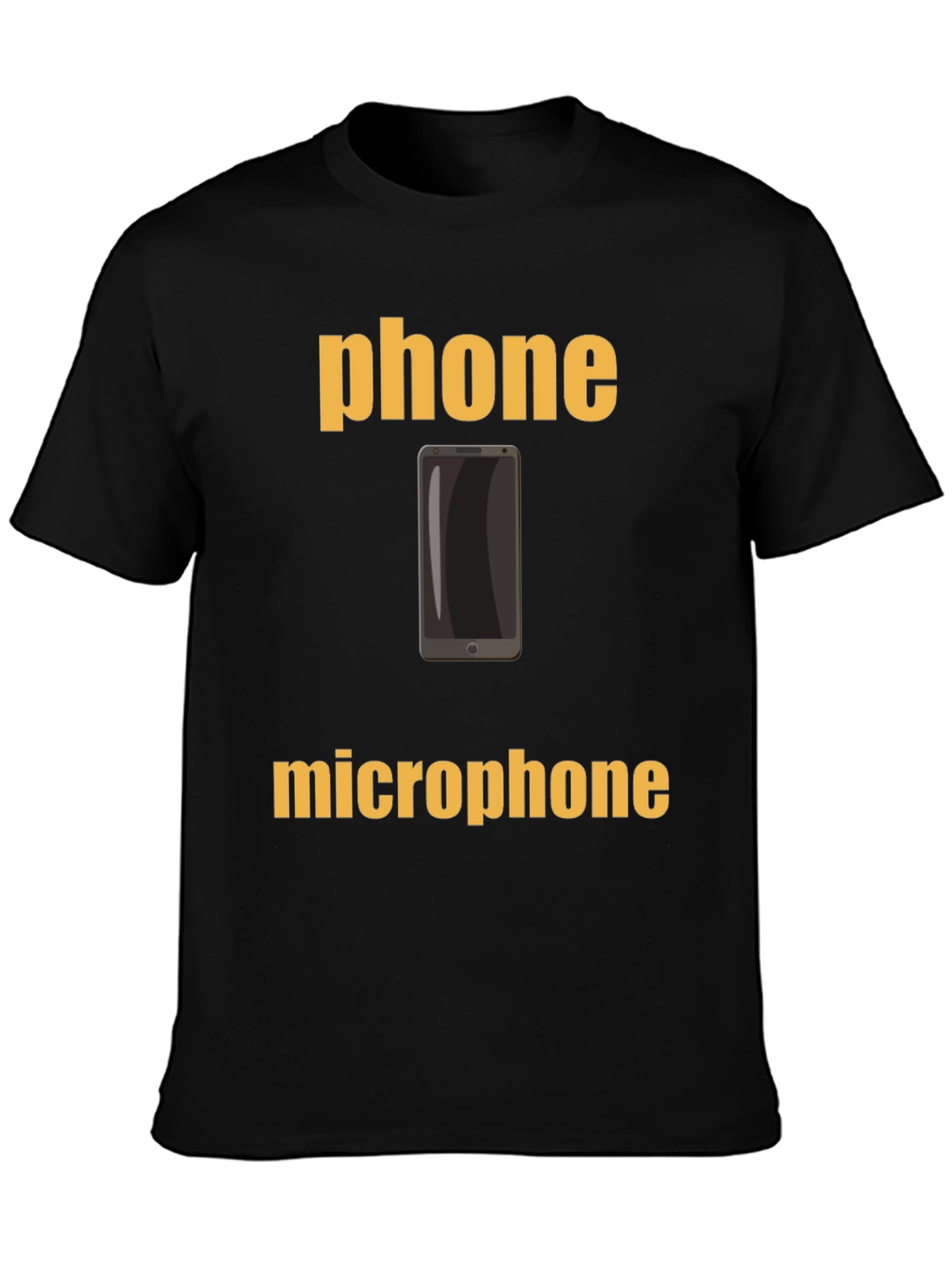 Phone Microphone Graphic Tee - Black Cotton T-Shirt