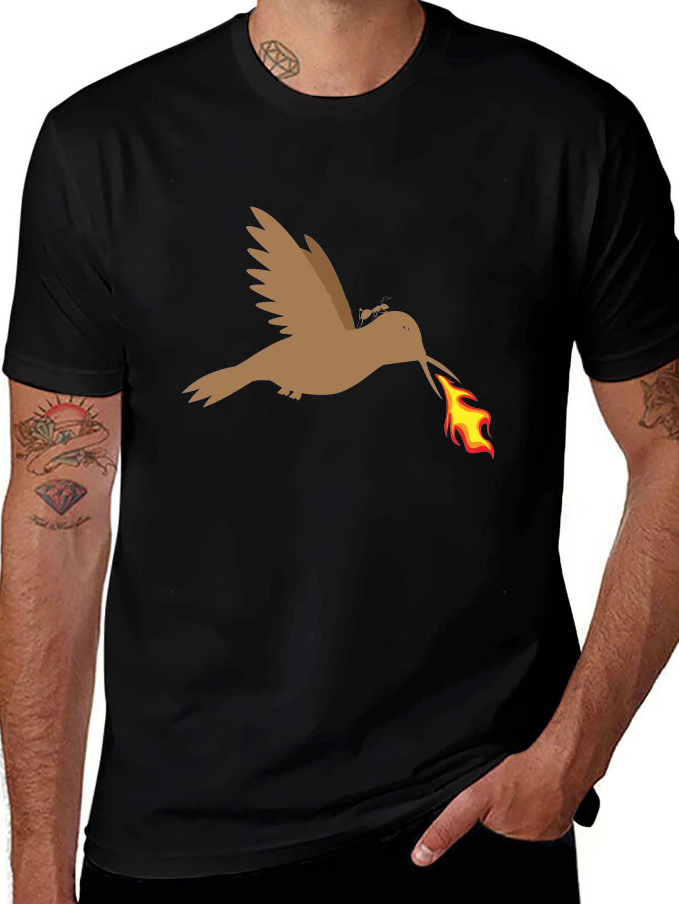 Hummingbird Fire T-Shirt - Unique Graphic Tee