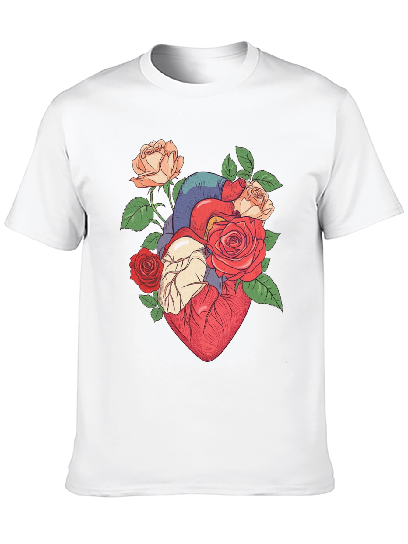 Floral Heart Print Black T-Shirt