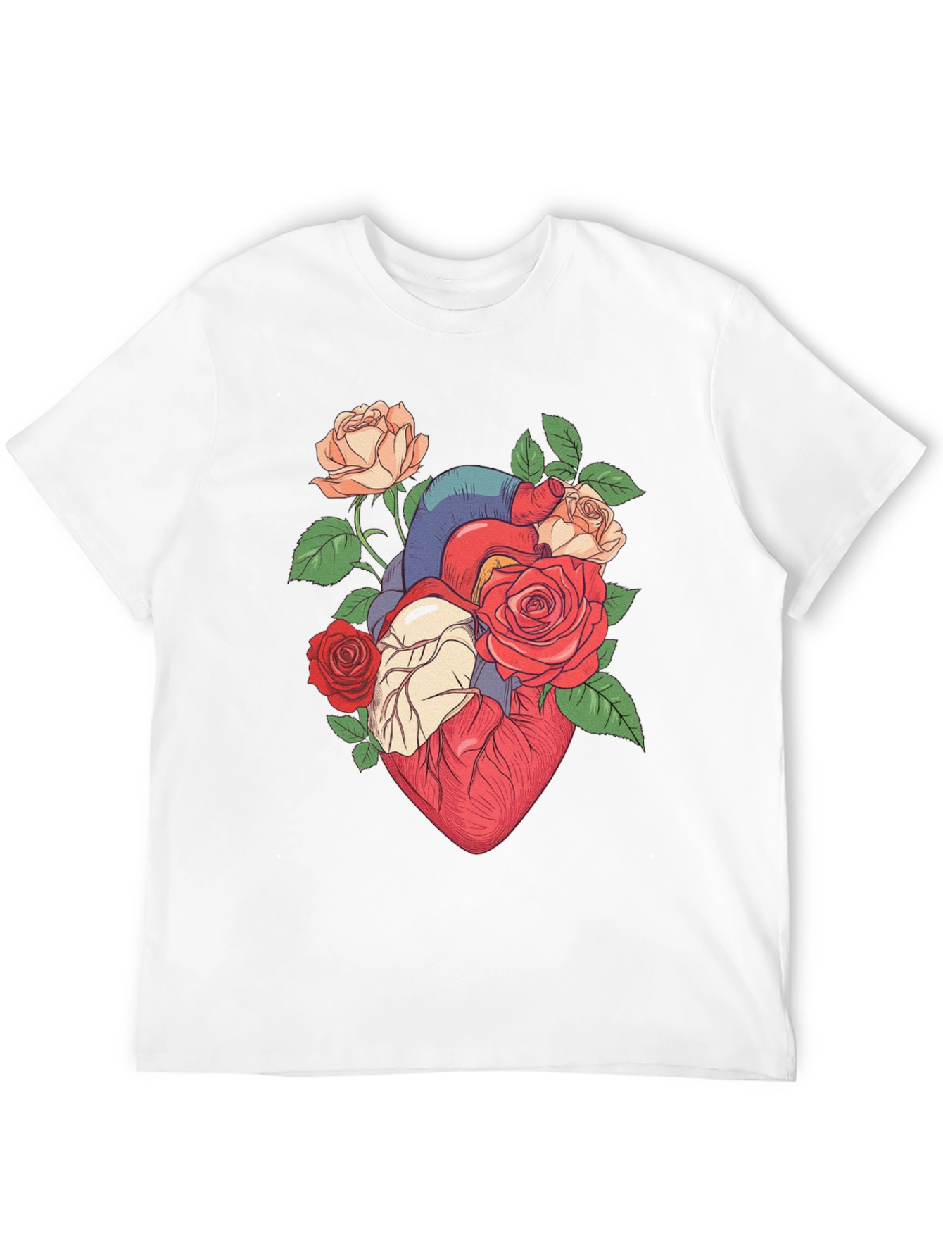 Floral Heart Print Black T-Shirt