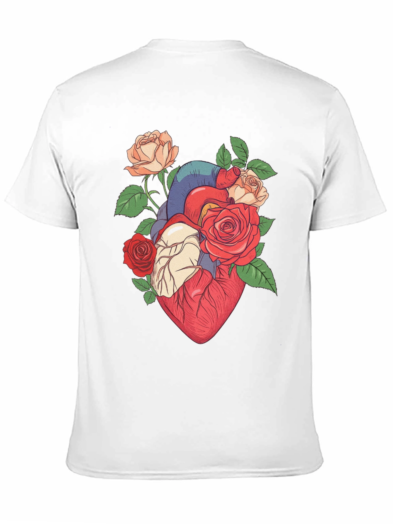 Floral Heart Print Black T-Shirt