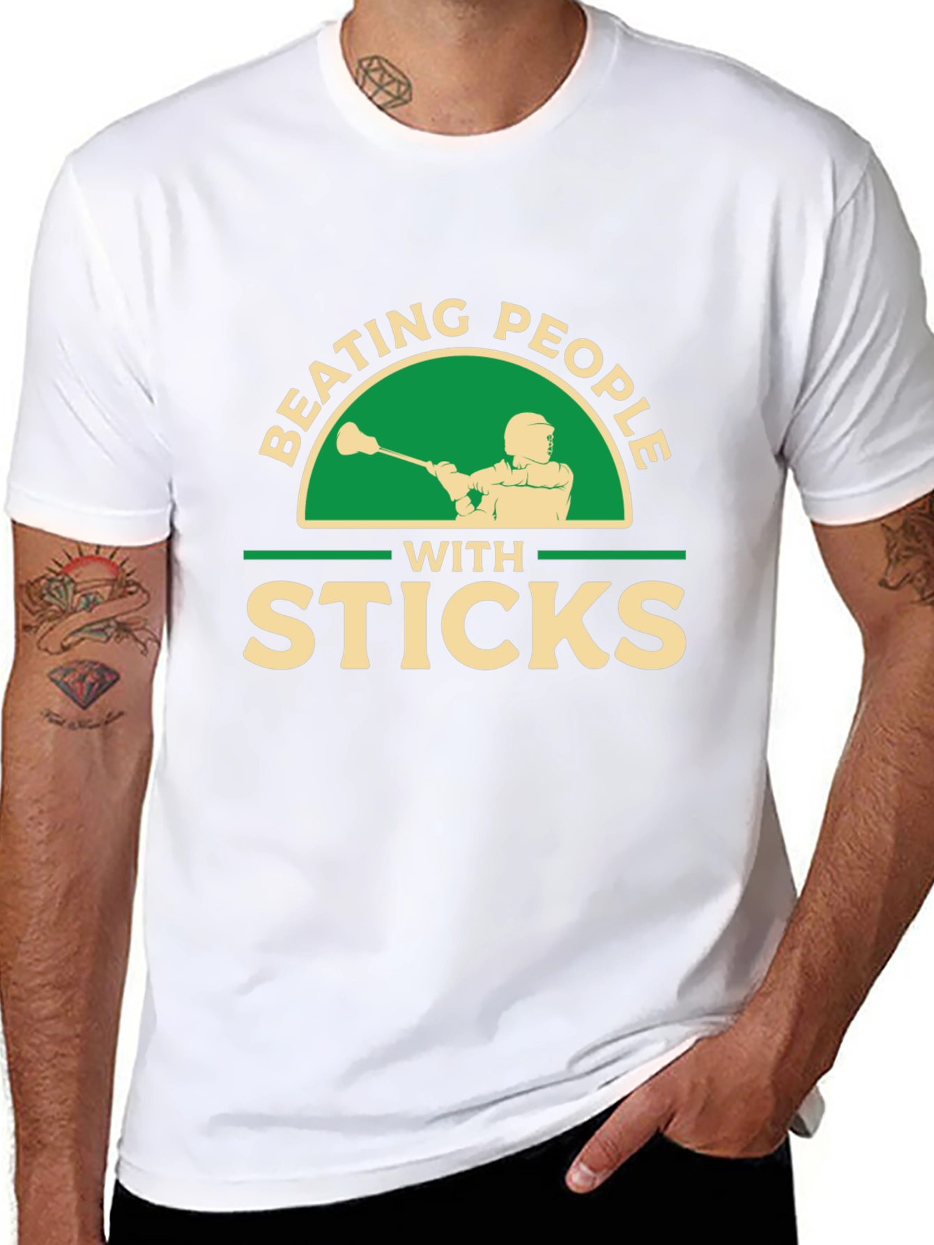 Beating People with Sticks T-Shirt - Lacrosse Tee