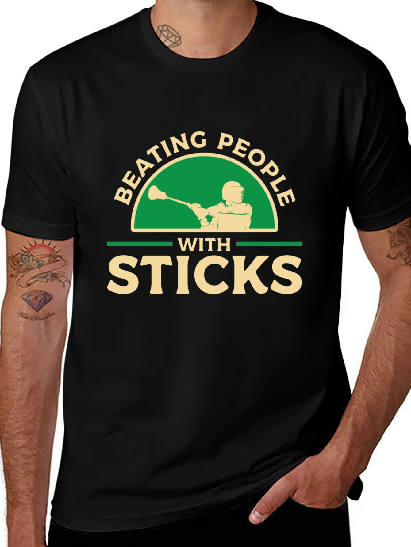 Beating People with Sticks T-Shirt - Lacrosse Tee