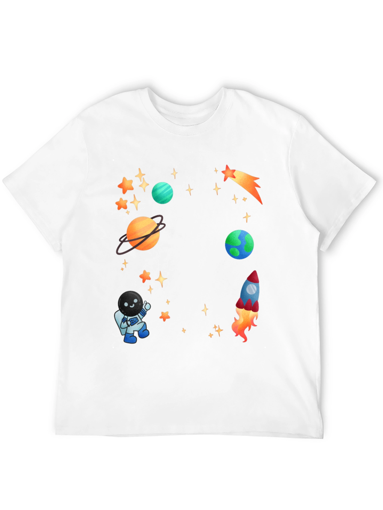Space Adventure T-Shirt: Planets Rocket & Astronaut