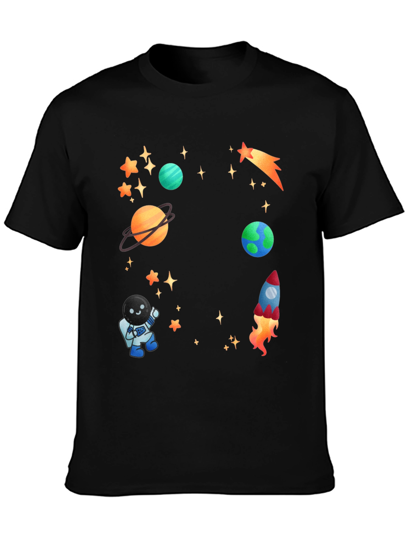 Space Adventure T-Shirt: Planets Rocket & Astronaut