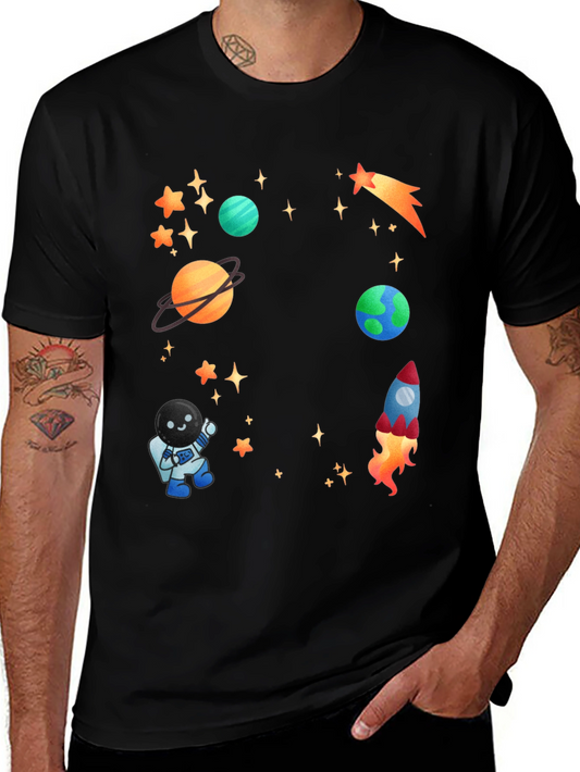 Space Adventure T-Shirt: Planets Rocket & Astronaut