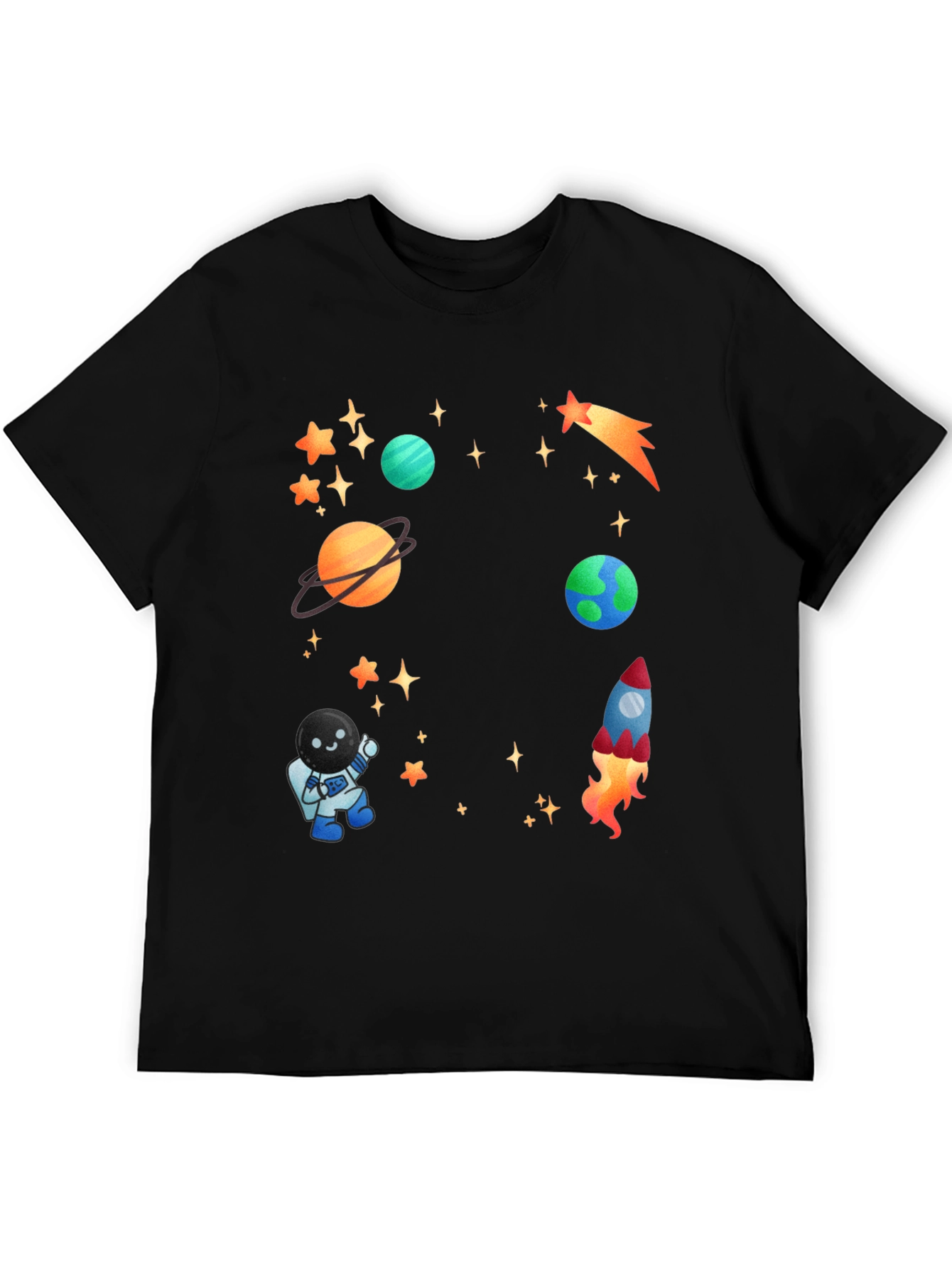 Space Adventure T-Shirt: Planets Rocket & Astronaut