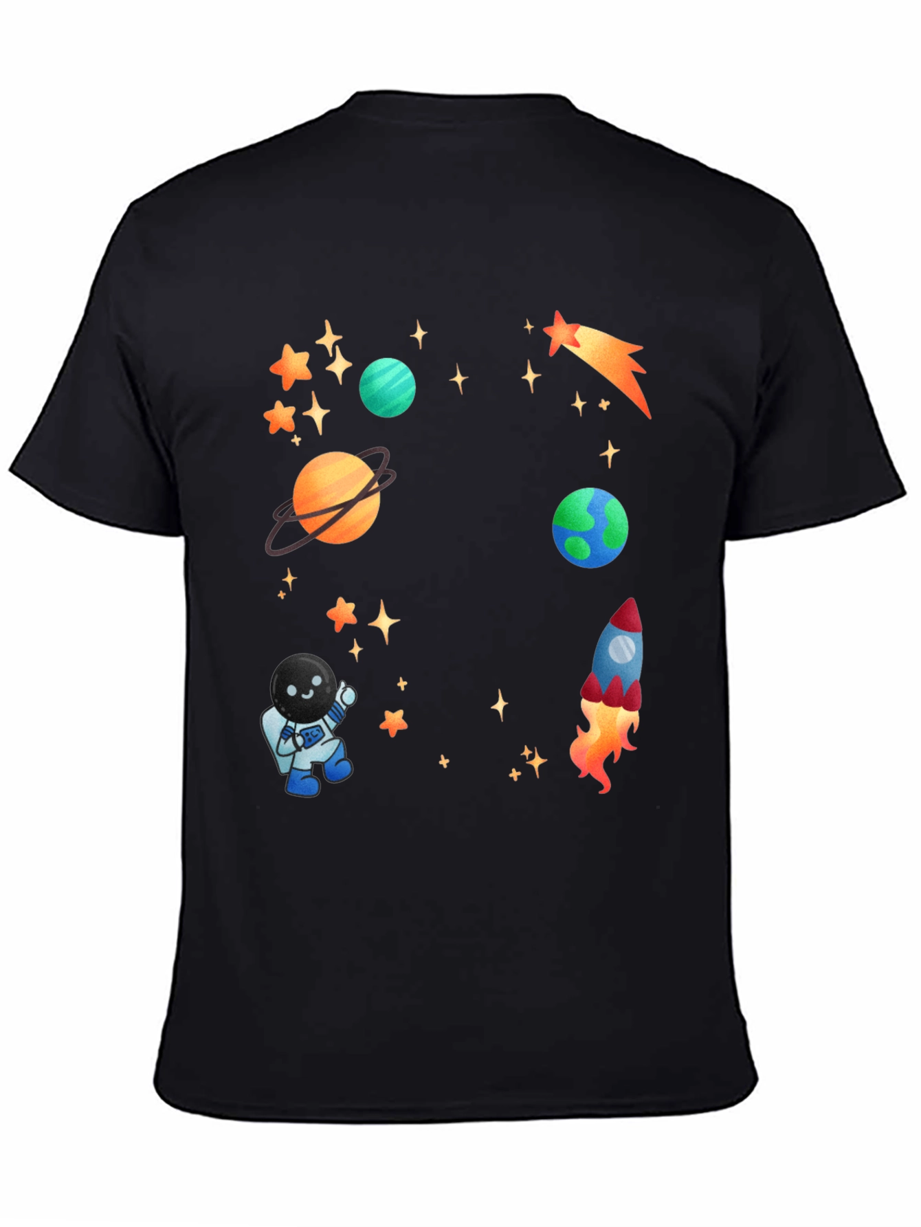 Space Adventure T-Shirt: Planets Rocket & Astronaut