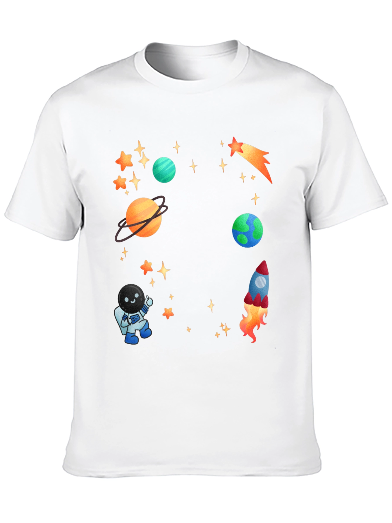 Space Adventure T-Shirt: Planets Rocket & Astronaut
