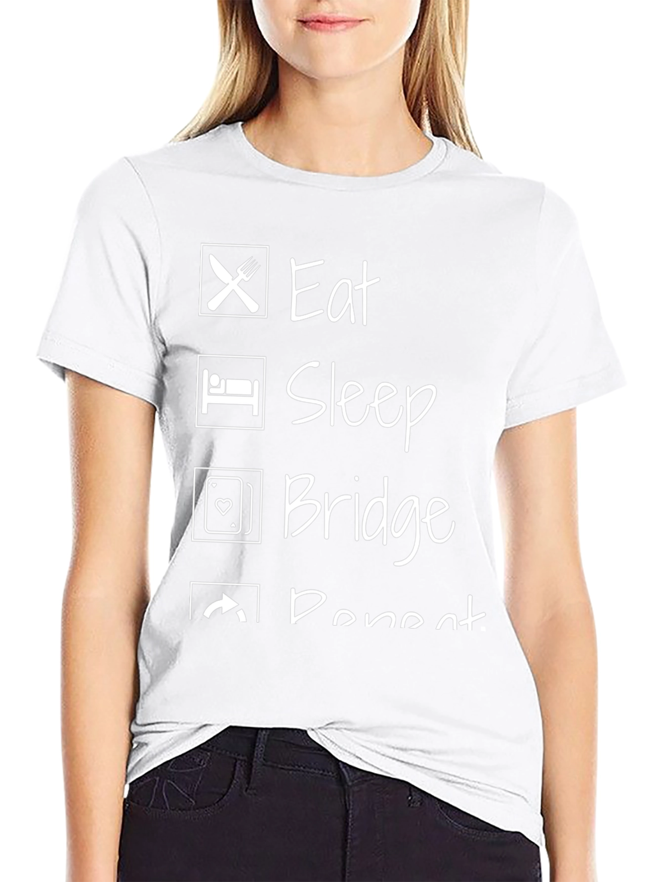 Eat Sleep Bridge Repeat Black Graphic T-Shirt