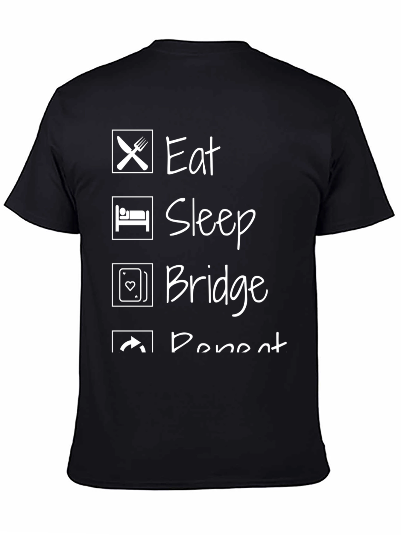 Eat Sleep Bridge Repeat Black Graphic T-Shirt