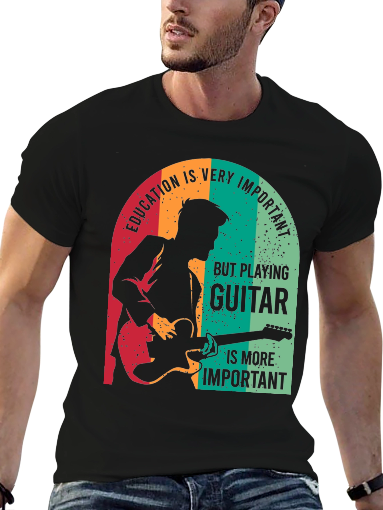 Guitar Player T-Shirt - Education vs. Music