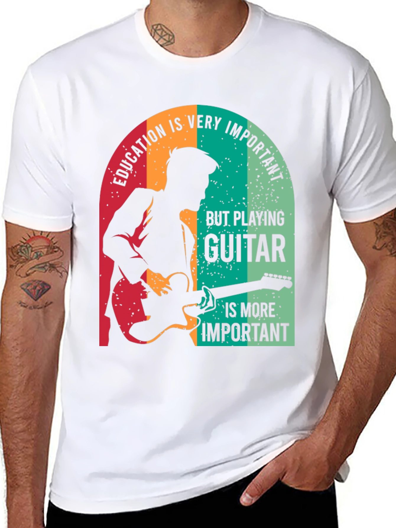 Guitar Player T-Shirt - Education vs. Music