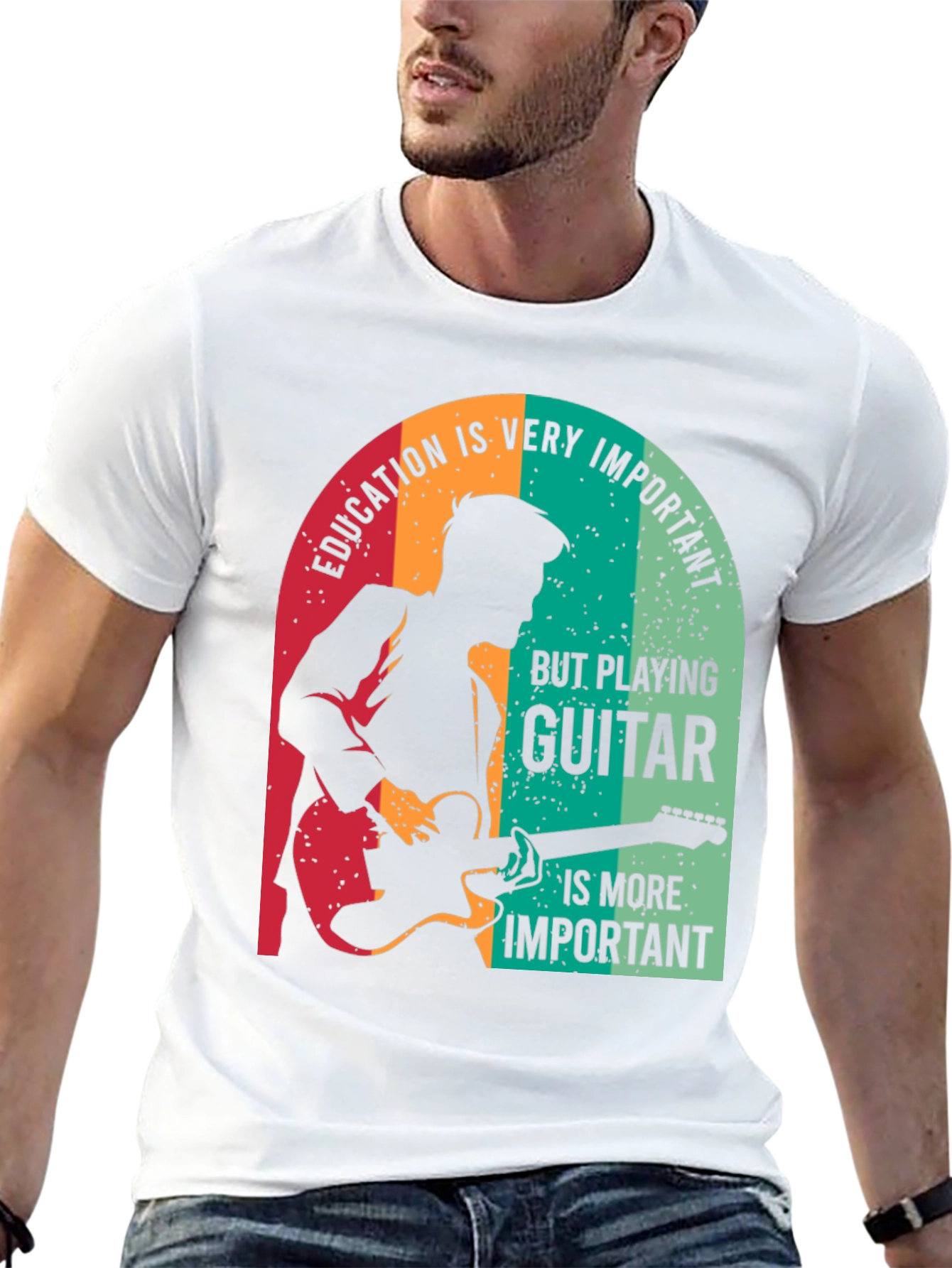 Guitar Player T-Shirt - Education vs. Music