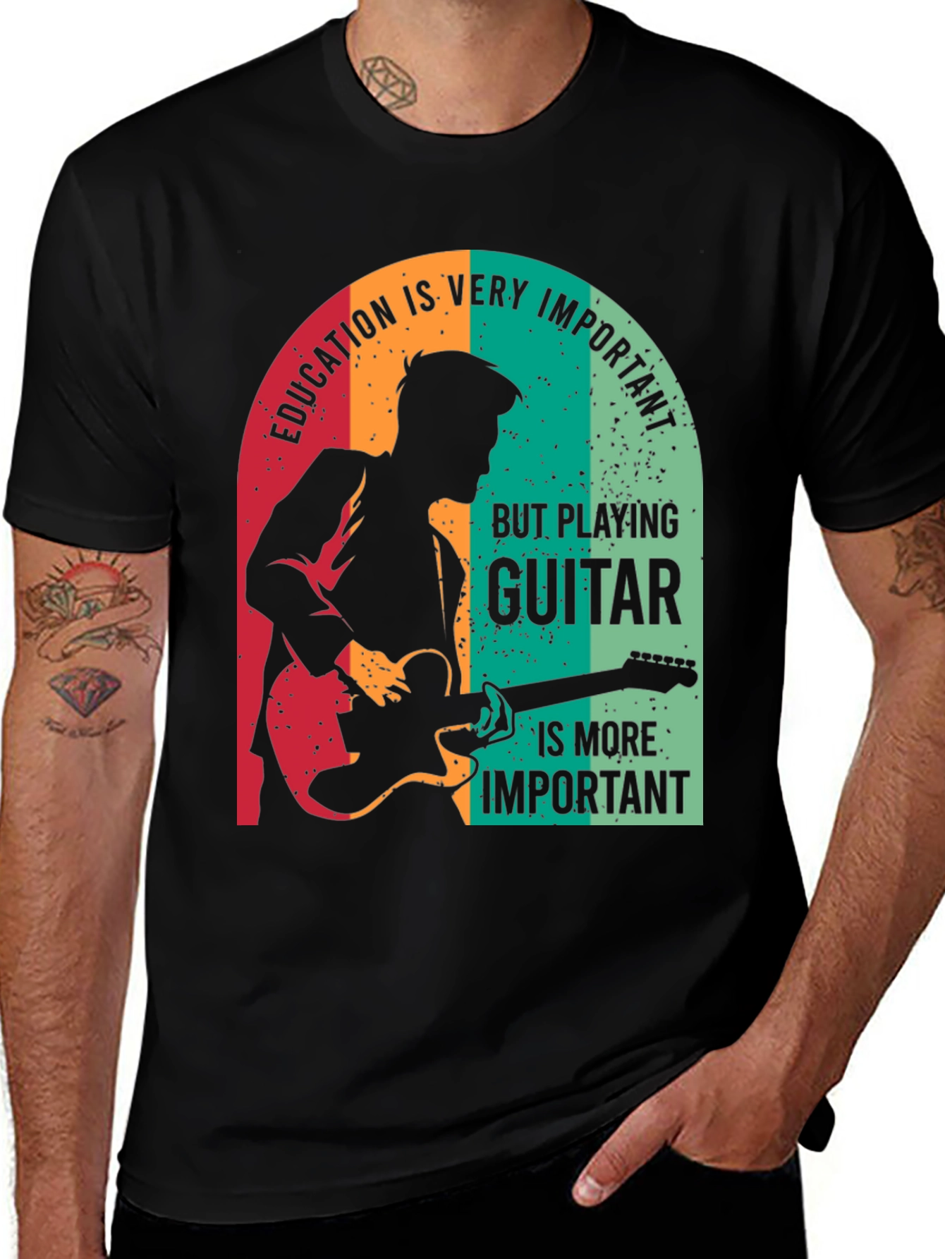Guitar Player T-Shirt - Education vs. Music