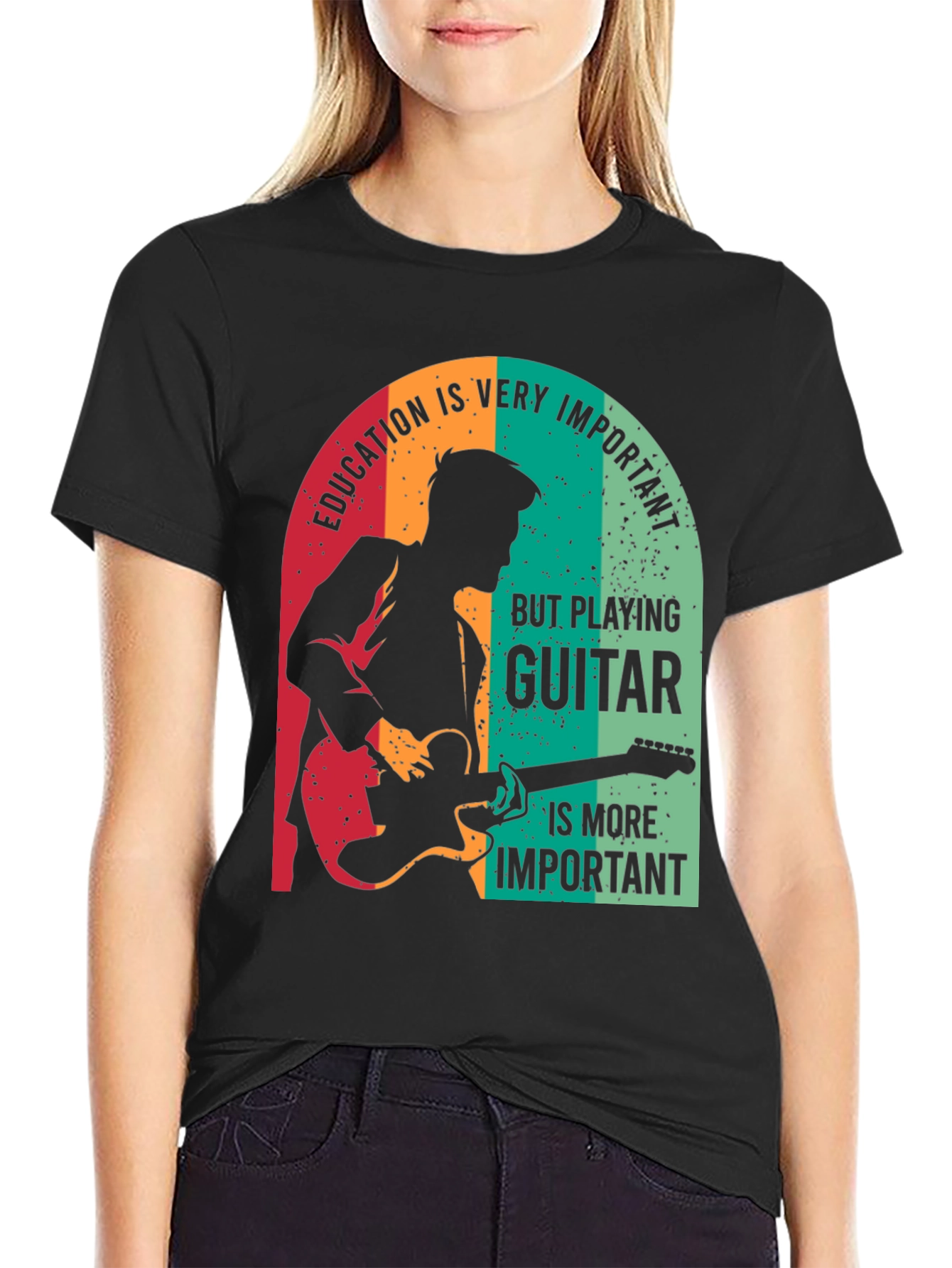 Guitar Player T-Shirt - Education vs. Music