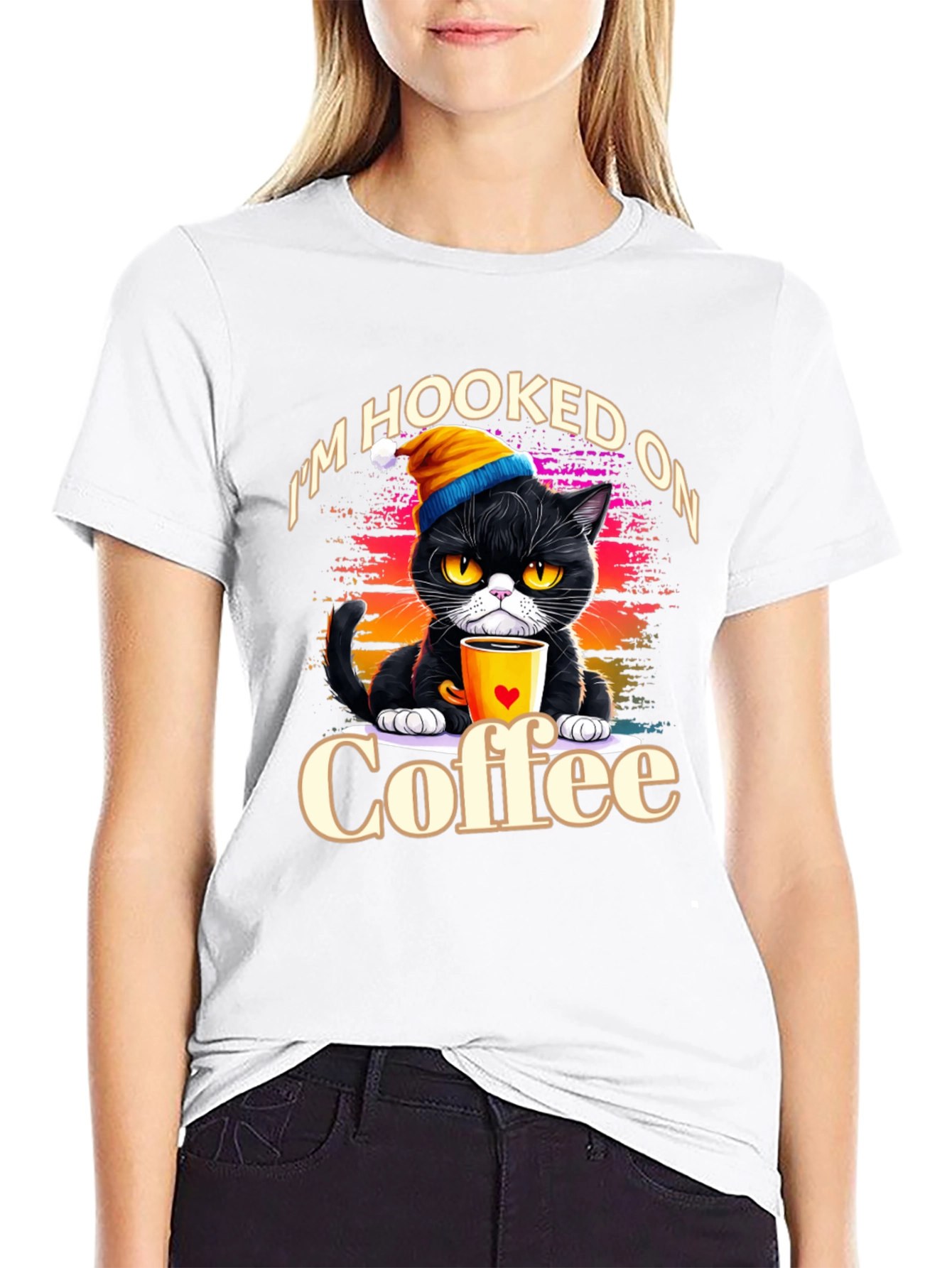 Hooked On Coffee Cat T-Shirt