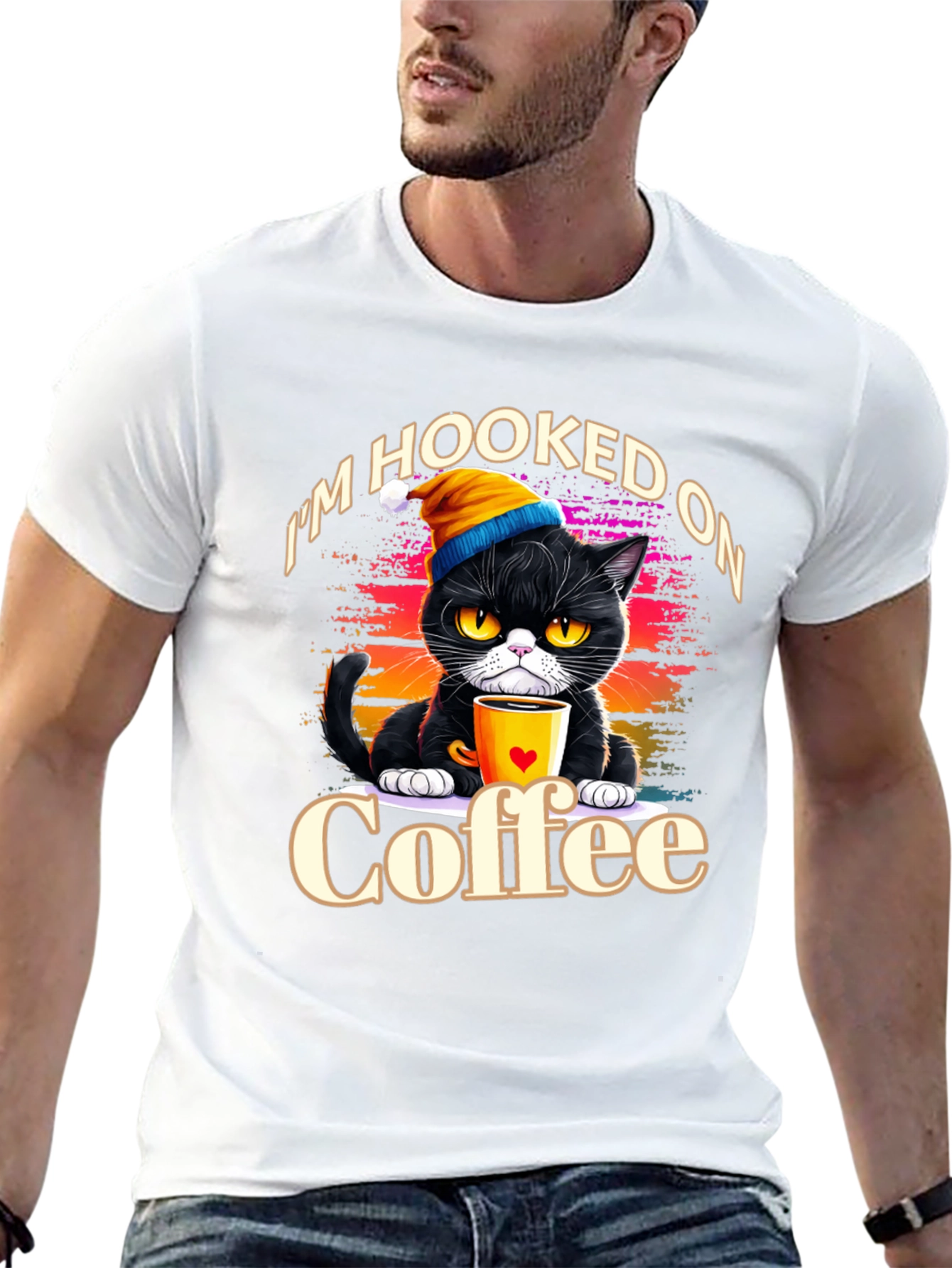 Hooked On Coffee Cat T-Shirt