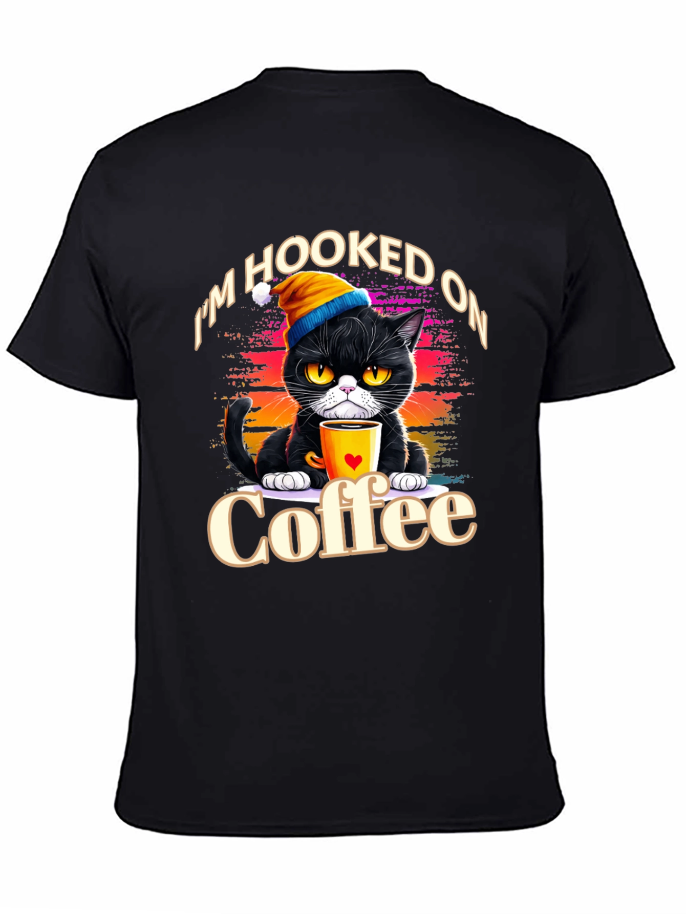 Hooked On Coffee Cat T-Shirt