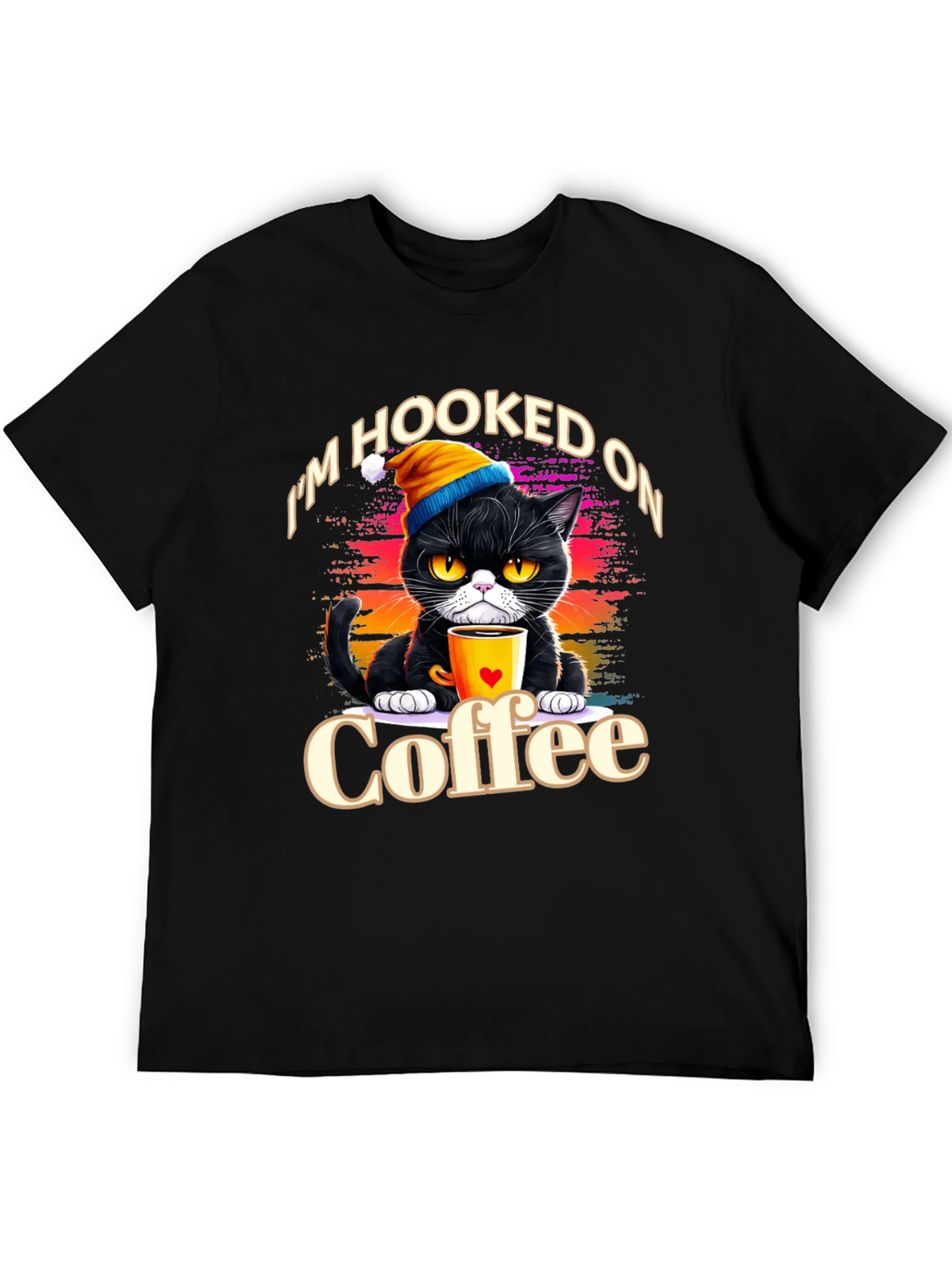 Hooked On Coffee Cat T-Shirt