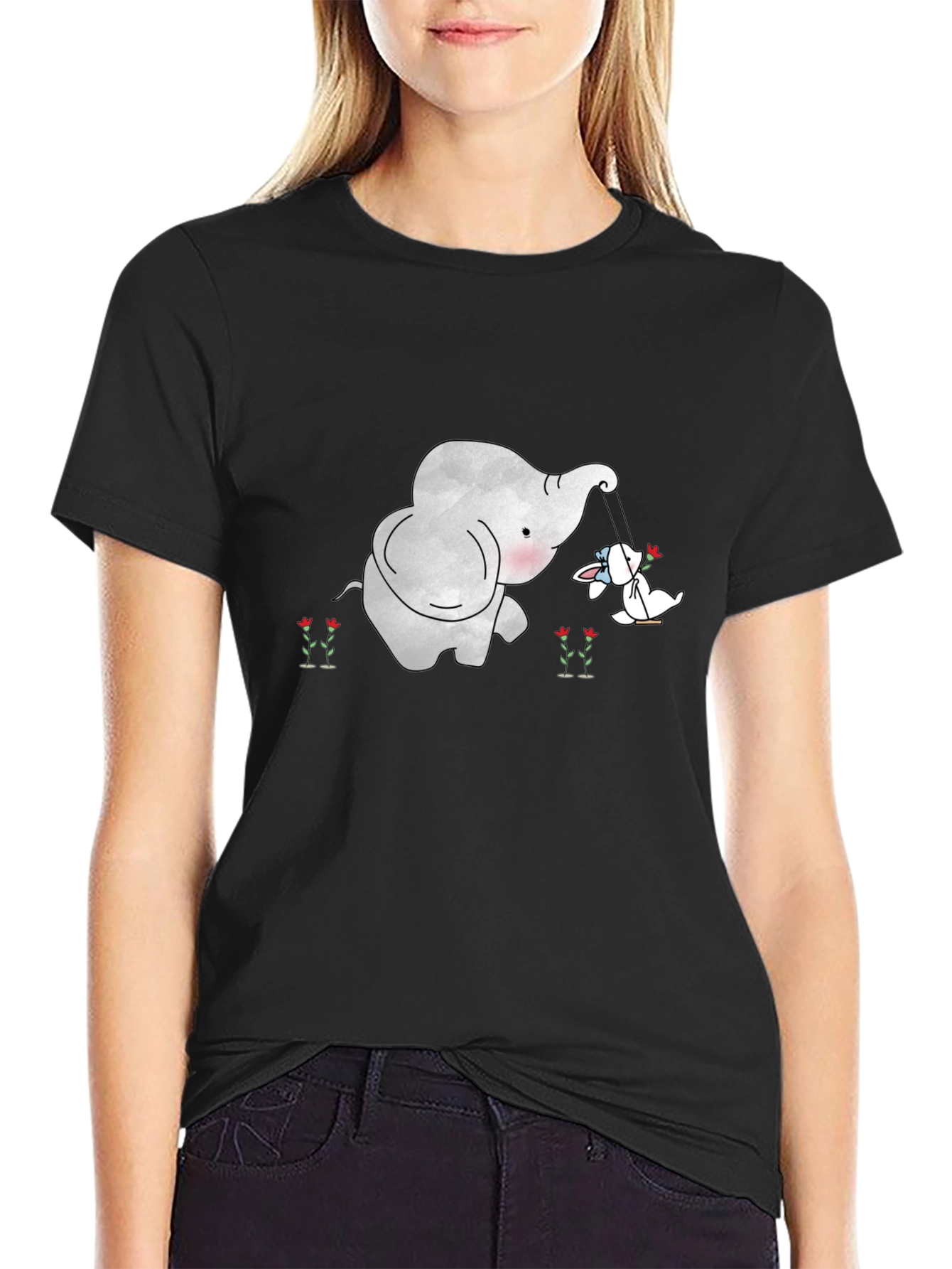 Elephant and Bunny Swing Graphic Tee