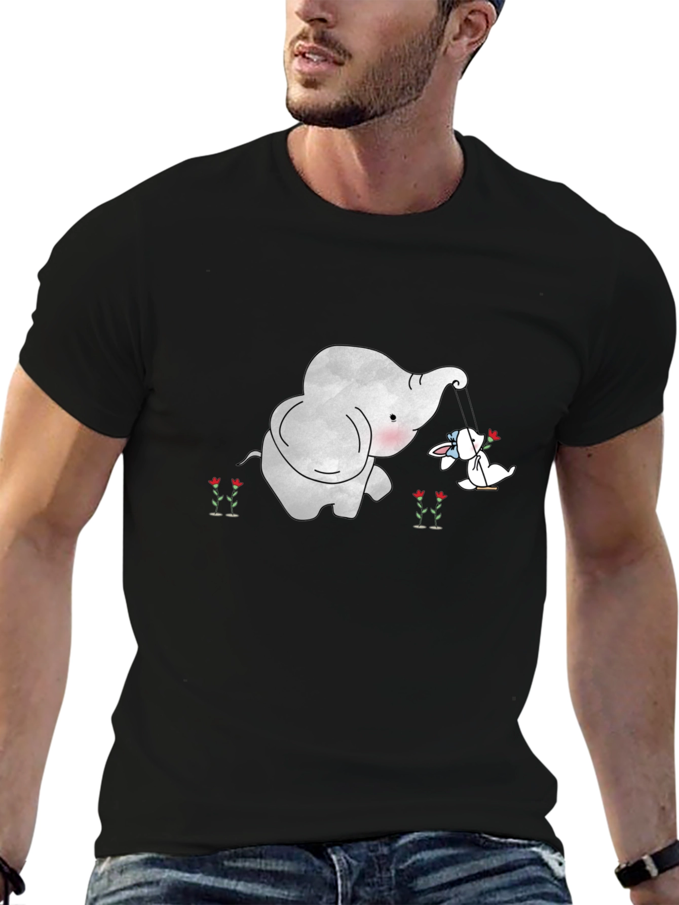 Elephant and Bunny Swing Graphic Tee