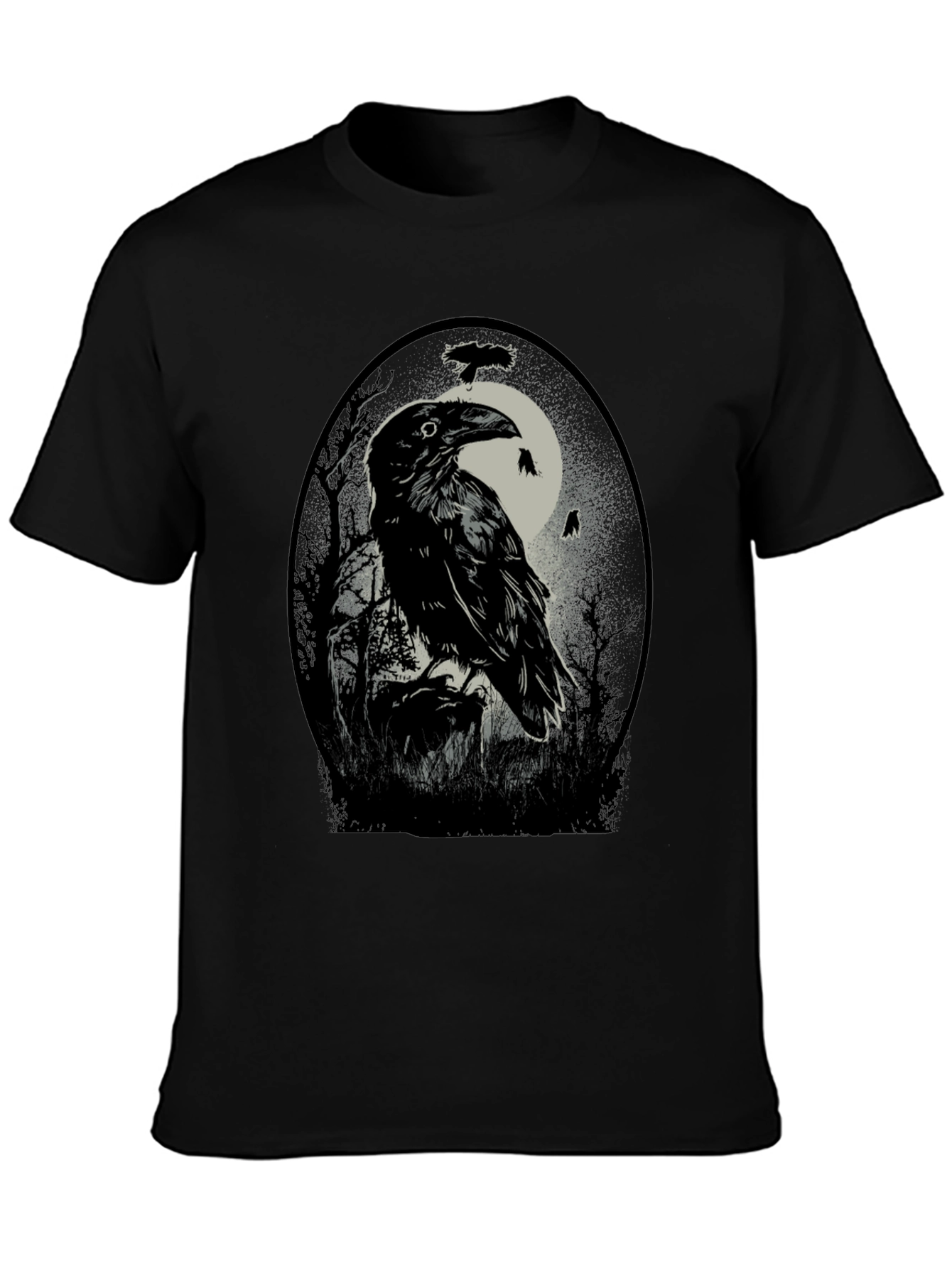 Raven Moon T-Shirt - Gothic Bird Tee