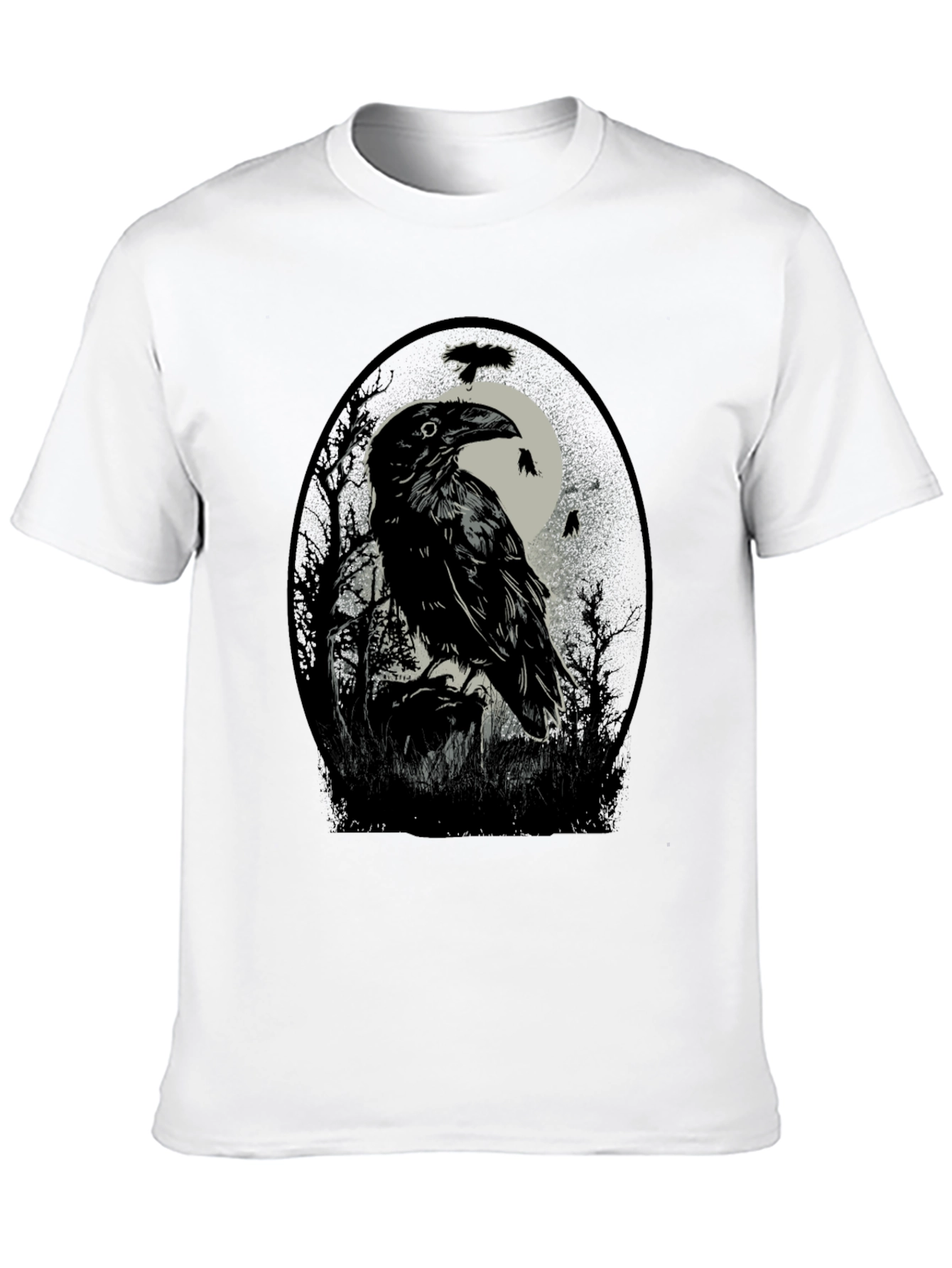 Raven Moon T-Shirt - Gothic Bird Tee