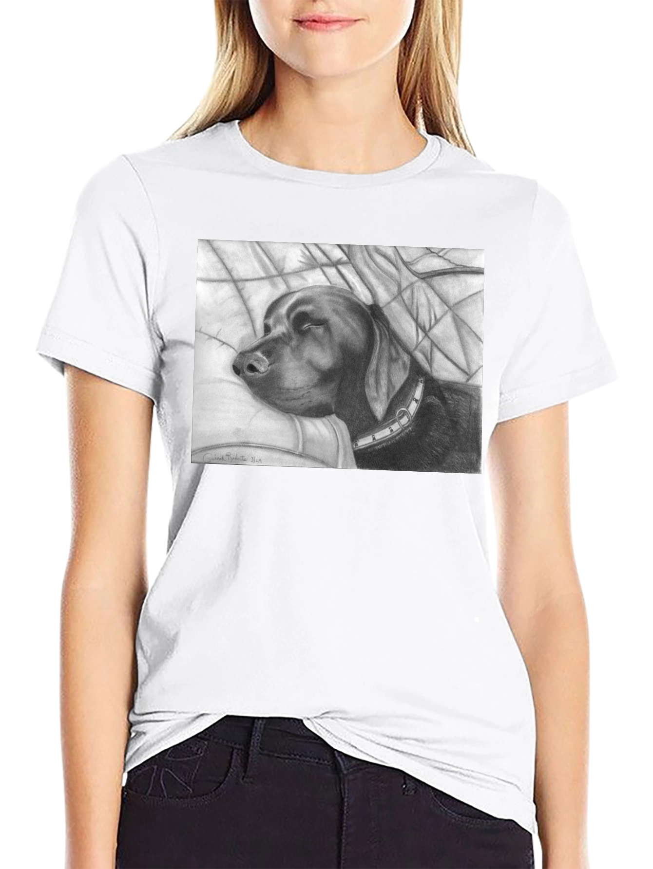 Sleeping Dog Sketch Graphic T-Shirt
