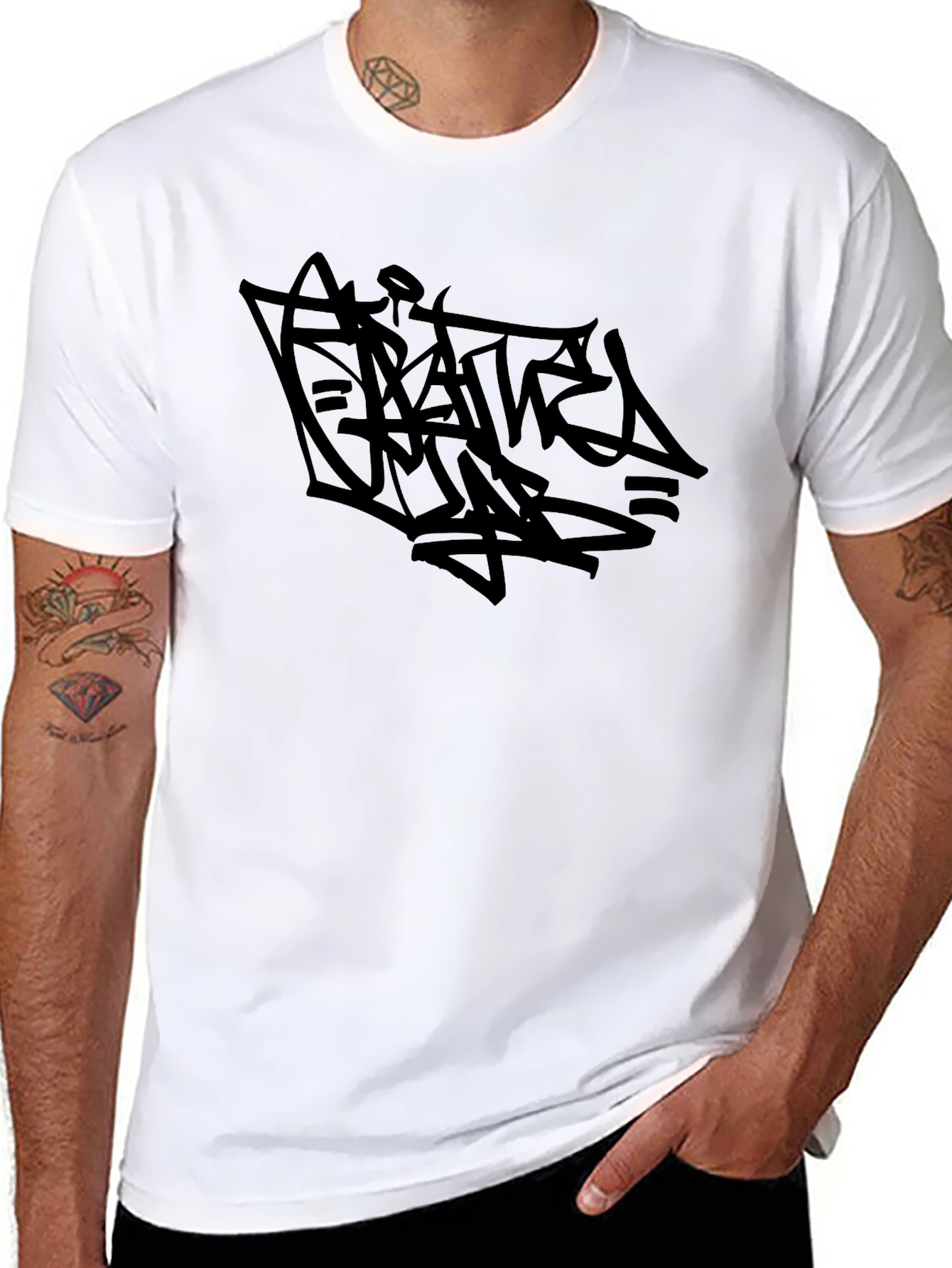 Edgy Graffiti Graphic Black T-Shirt
